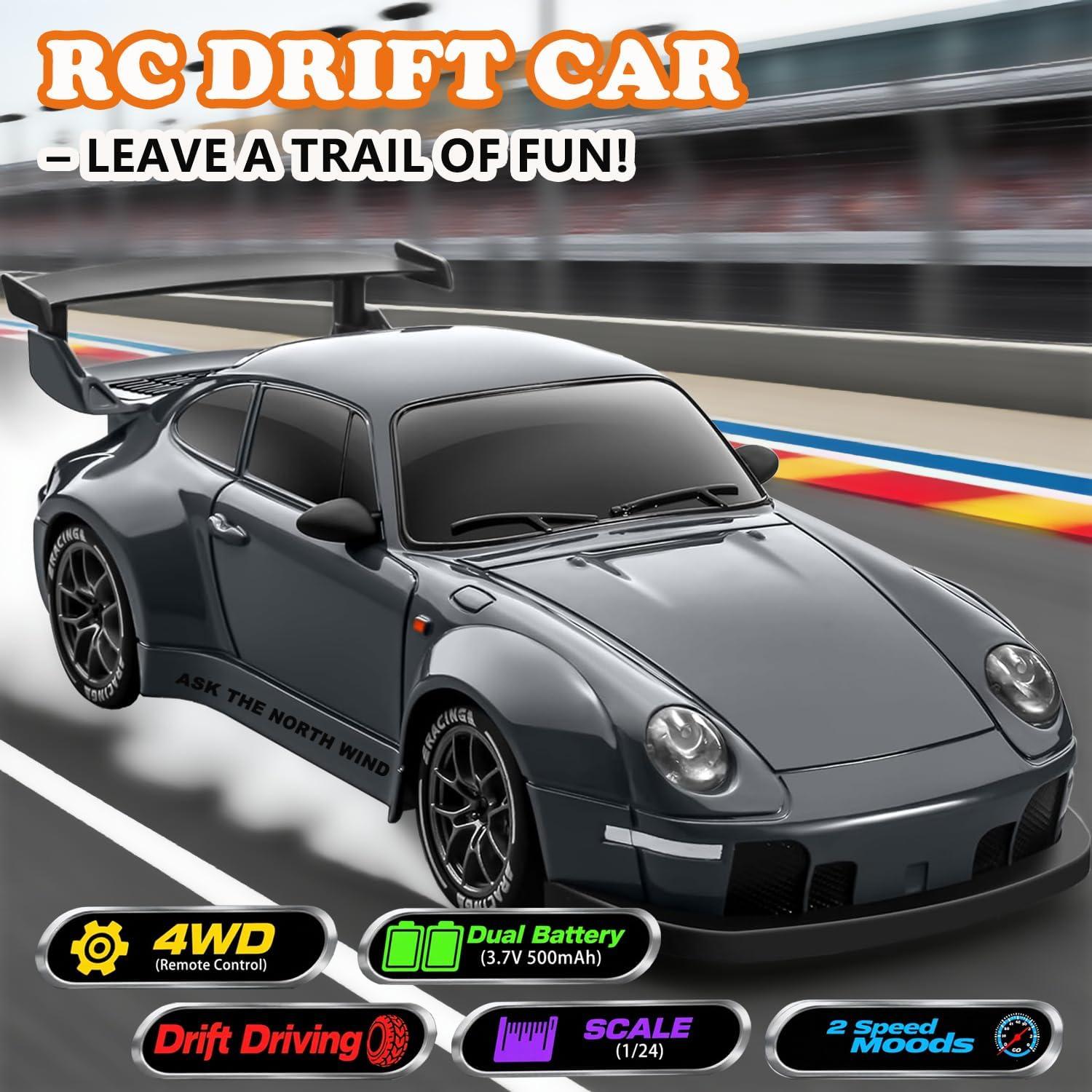 Coche RC Drift 1:24 Wo Hua con Luces LED y 2 Baterías