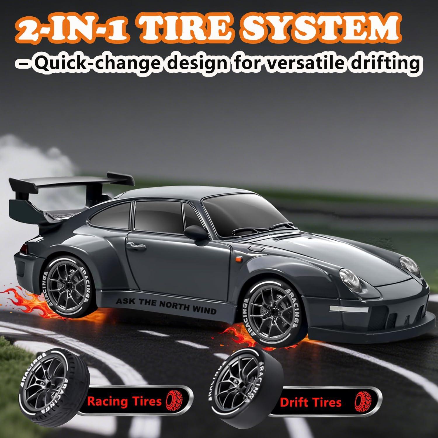 Coche RC Drift 1:24 Wo Hua con Luces LED y 2 Baterías