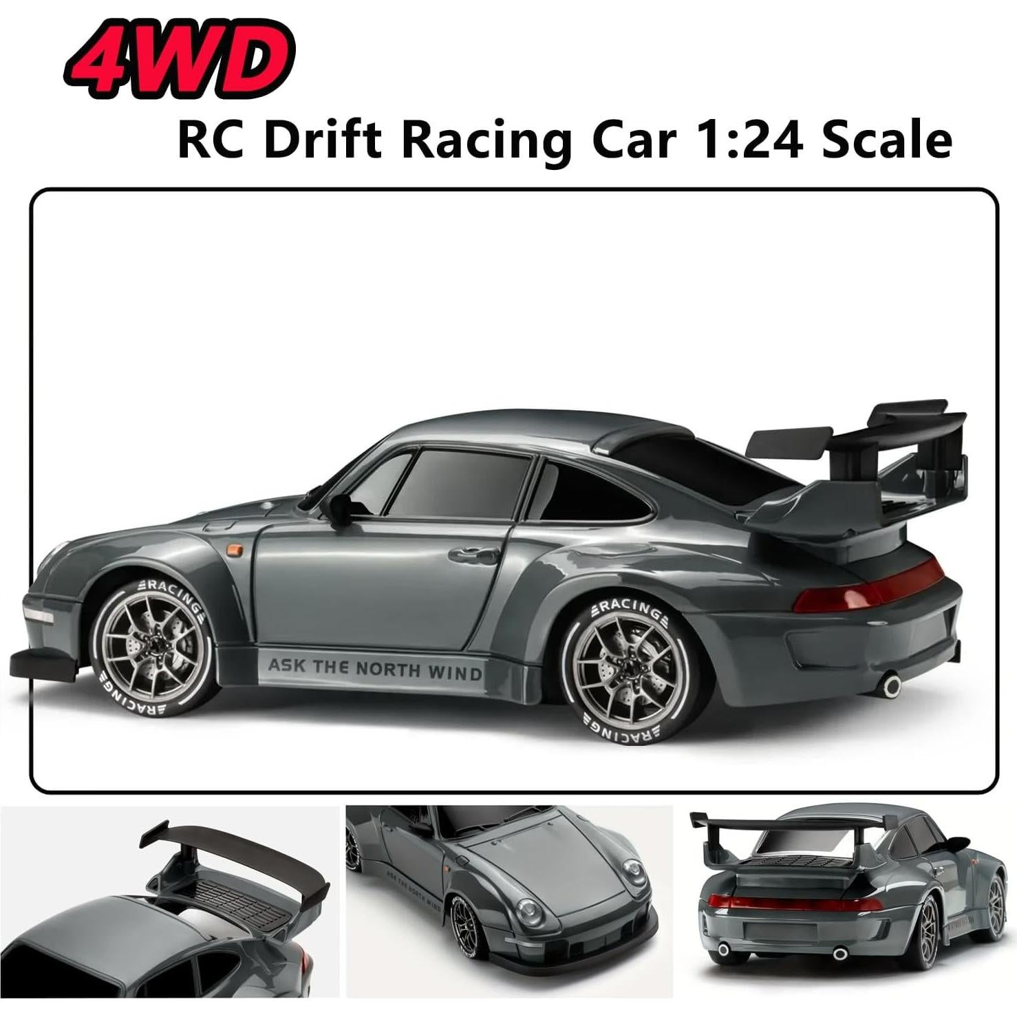 Coche RC Drift 1:24 Wo Hua con Luces LED y 2 Baterías