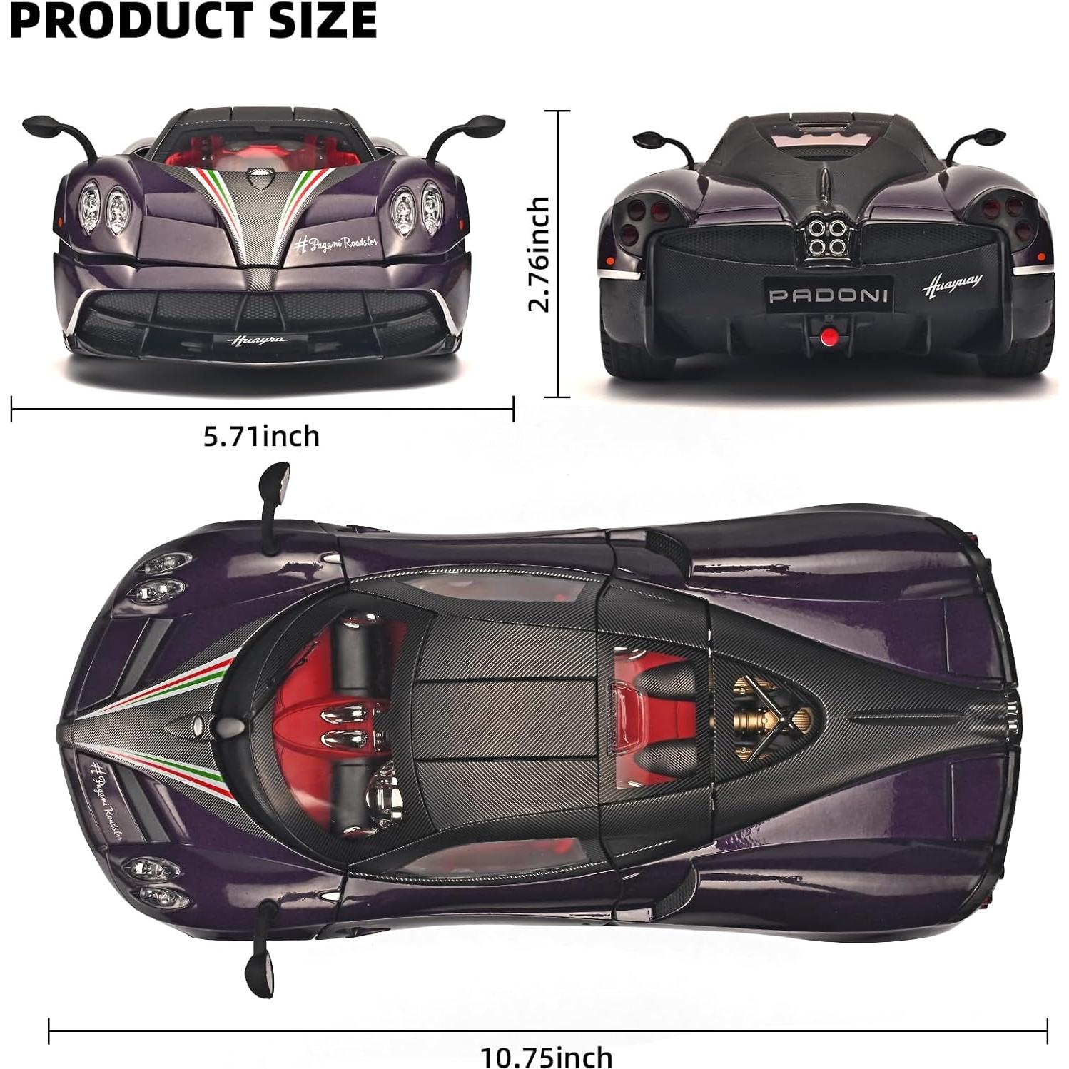 Coche de Juguete de Metal RZAPE Pagani Huayra 1:18 con Luz y Sonido