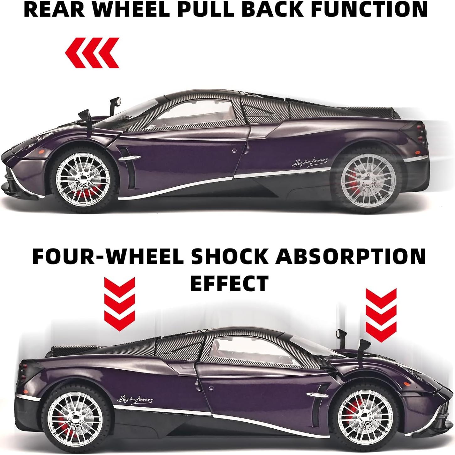 Coche de Juguete de Metal RZAPE Pagani Huayra 1:18 con Luz y Sonido