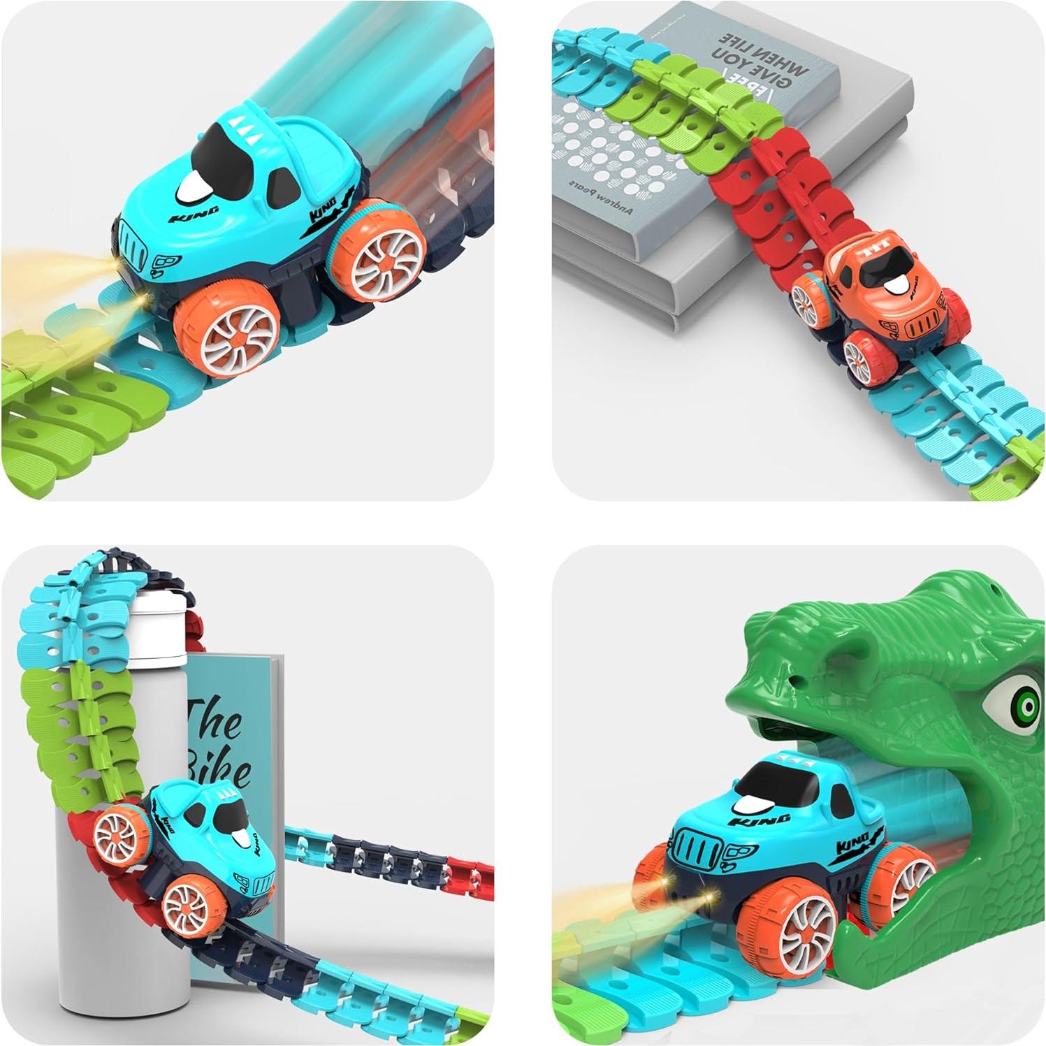 Pista de Carreras Eléctrica Veook 184 Piezas con Coche LED