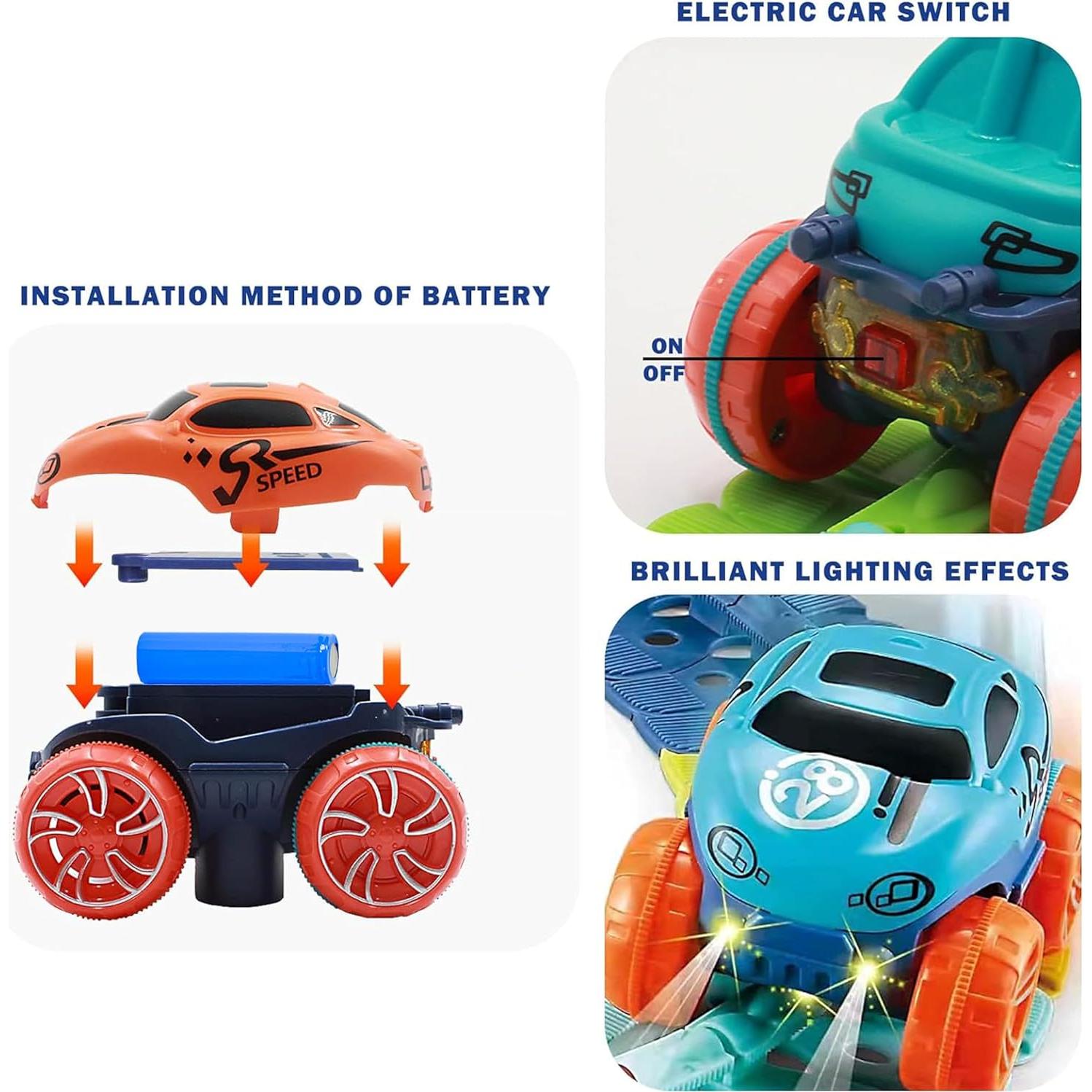 Pista de Carreras Eléctrica Veook 184 Piezas con Coche LED