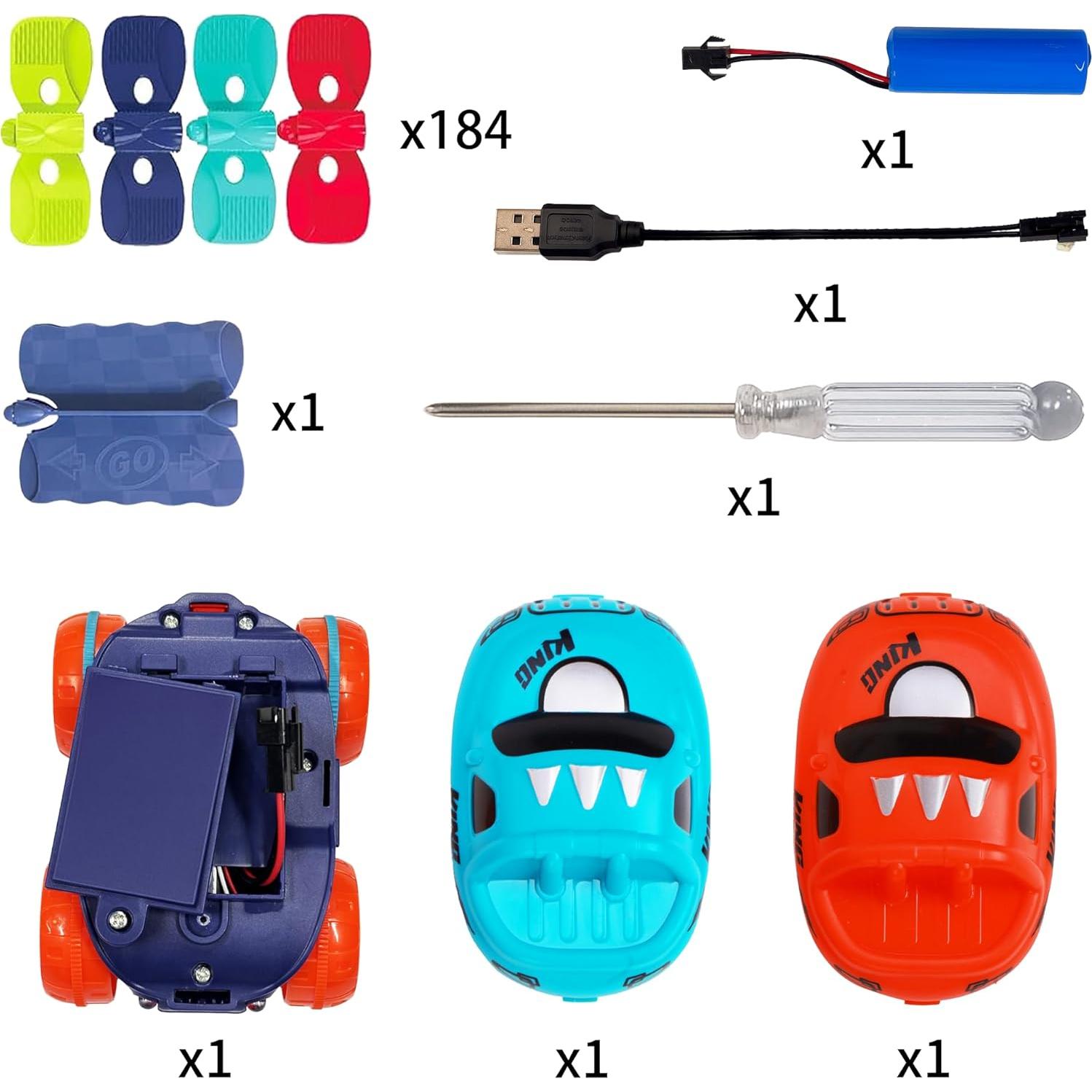 Pista de Carreras Eléctrica Veook 184 Piezas con Coche LED