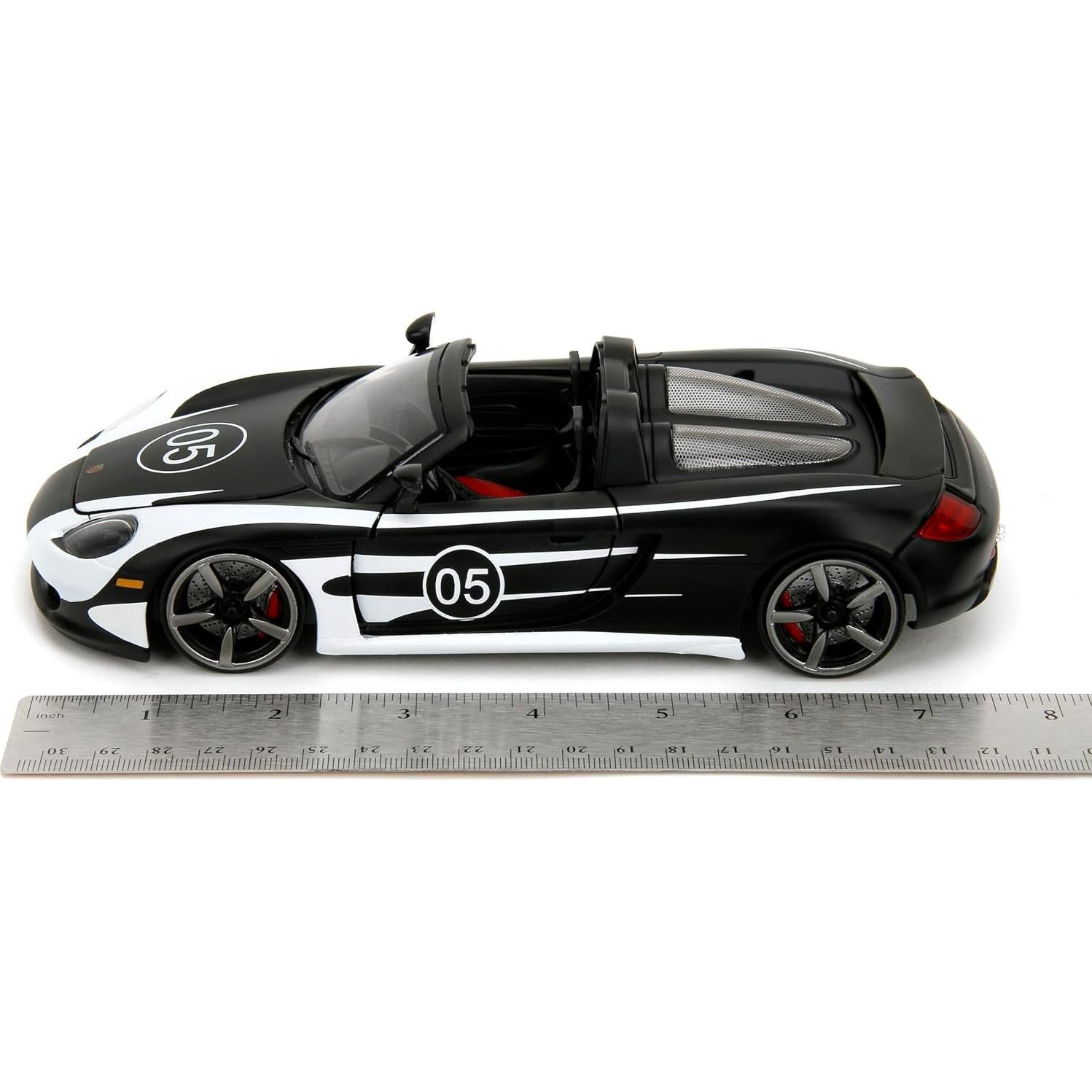 Auto de Fundición Jada Toys Porsche Carrera GT 1:24 Negro/Blanco