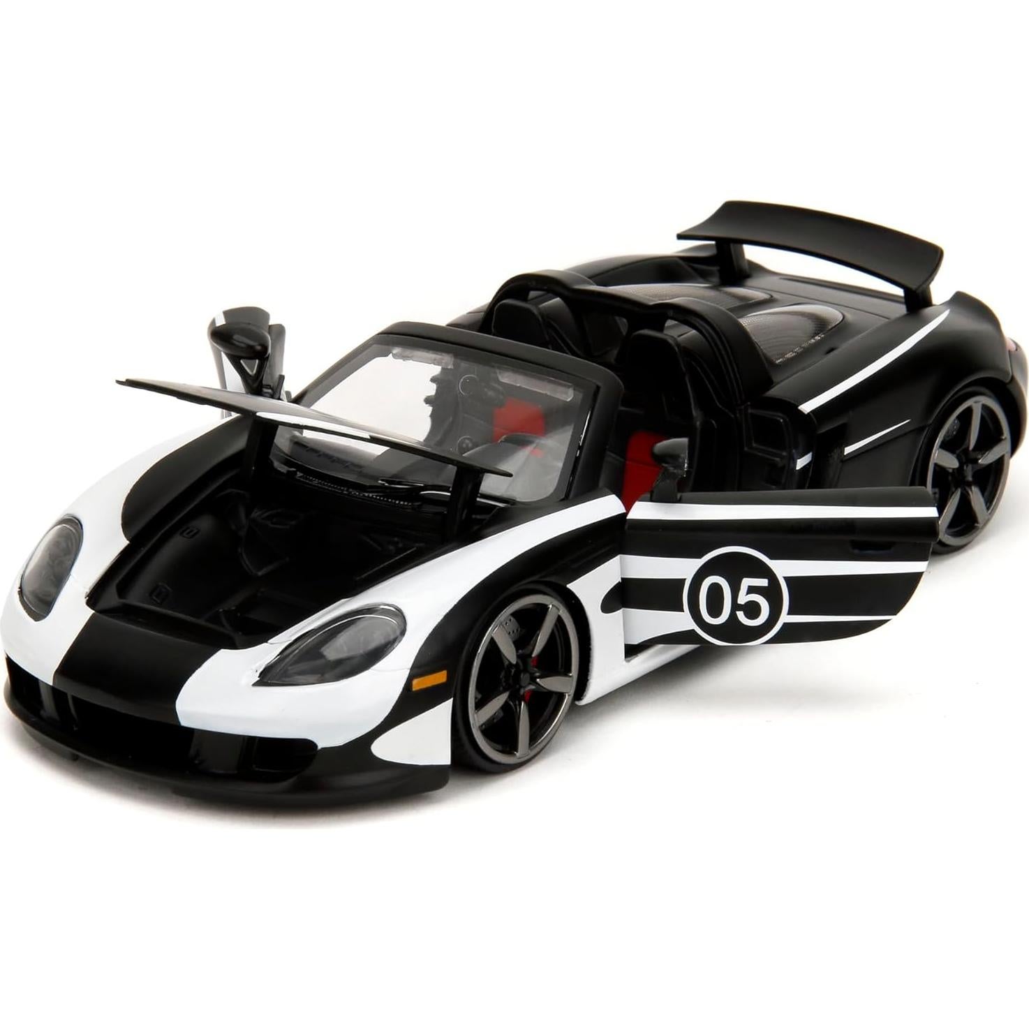Auto de Fundición Jada Toys Porsche Carrera GT 1:24 Negro/Blanco