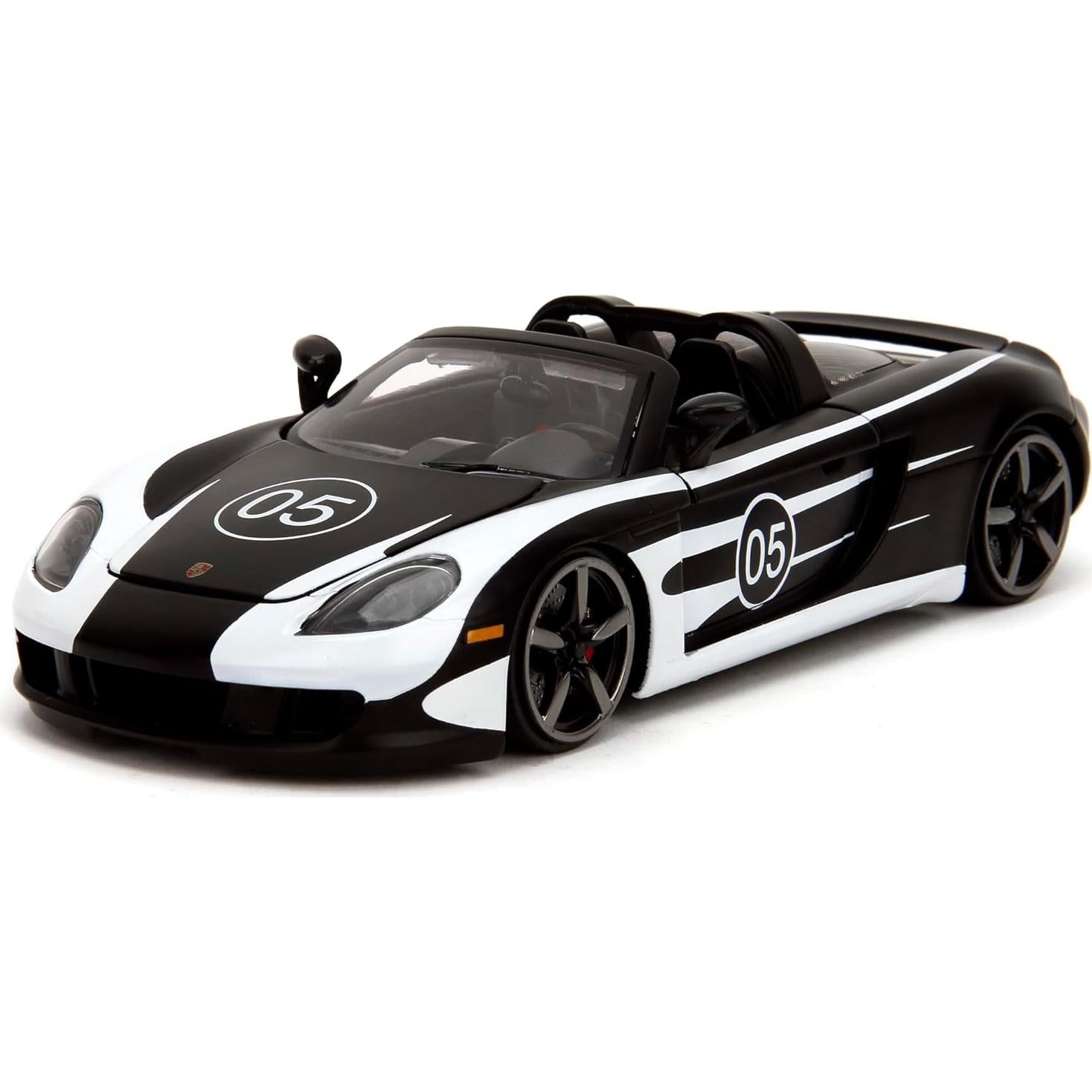 Auto de Fundición Jada Toys Porsche Carrera GT 1:24 Negro/Blanco