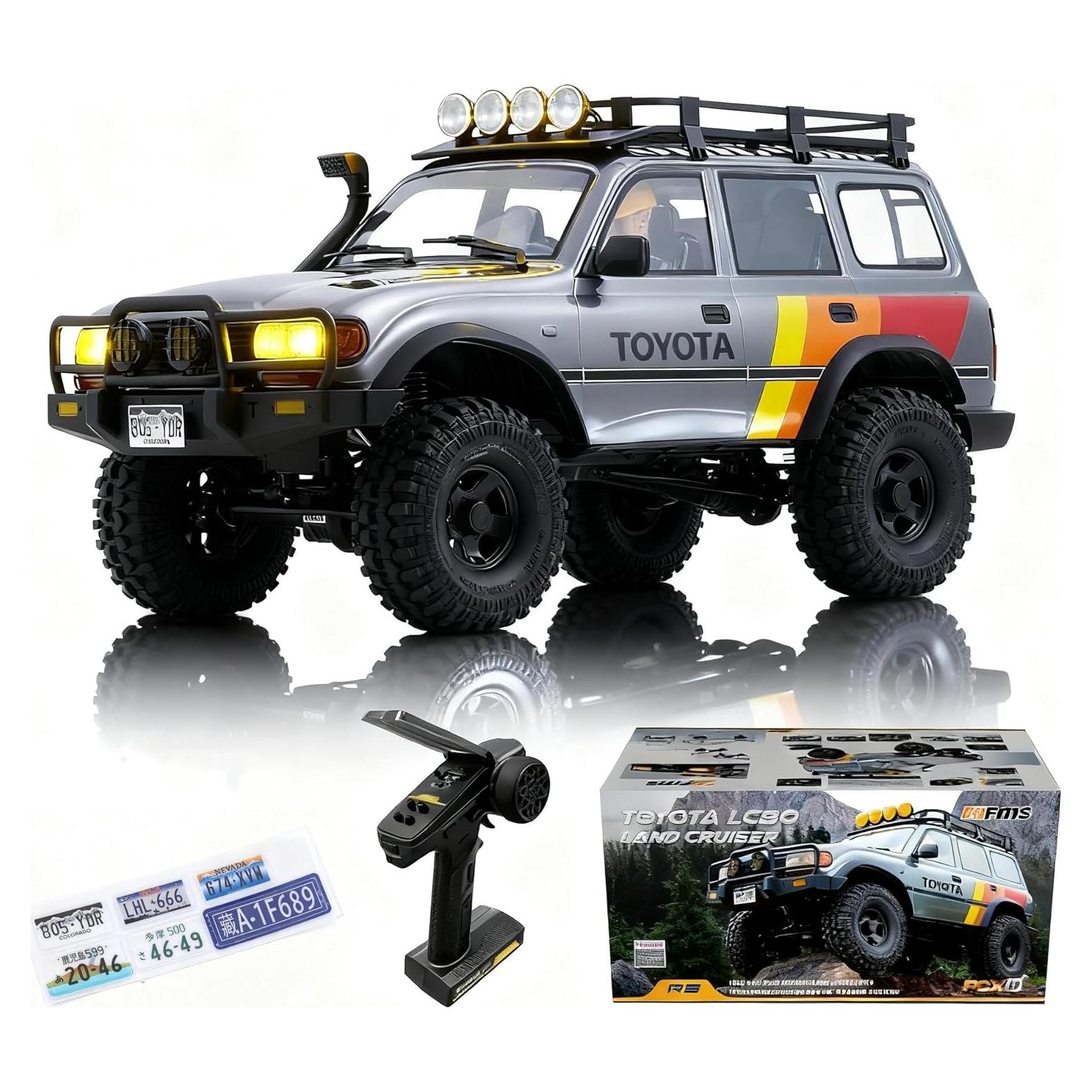 Coche RC 1/10 FMS Toyota Land Cruiser LC80 4WD Gris