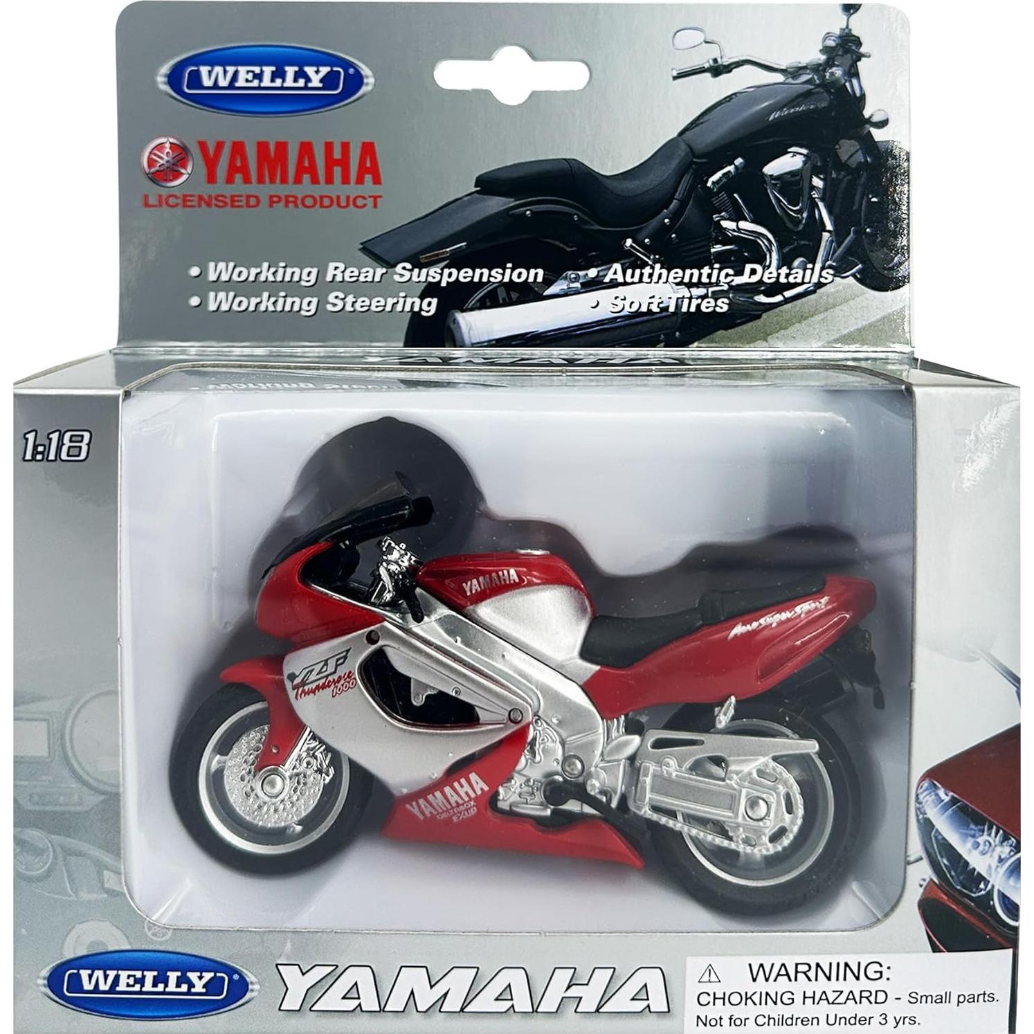 Motocicleta Diecast Welly Yamaha 2001 YZF-1000R 1:18 Roja