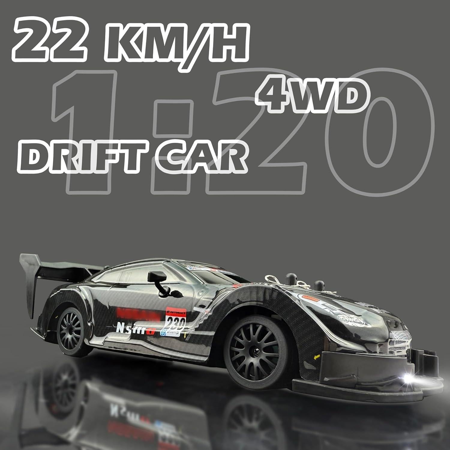 Coche RC Drift 1:20 HTURCCOP 4WD LED 2 Baterías 600mAh