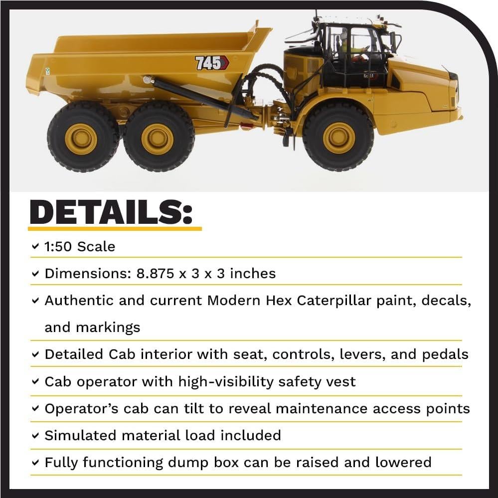 Camión Articulado Diecast Masters Caterpillar 745 - 33x13x13 cm