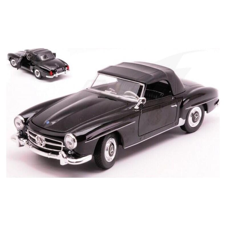 Coche Diecast Escala 1:24 Welly 1955 Mercedes-Benz 190 SL Negro