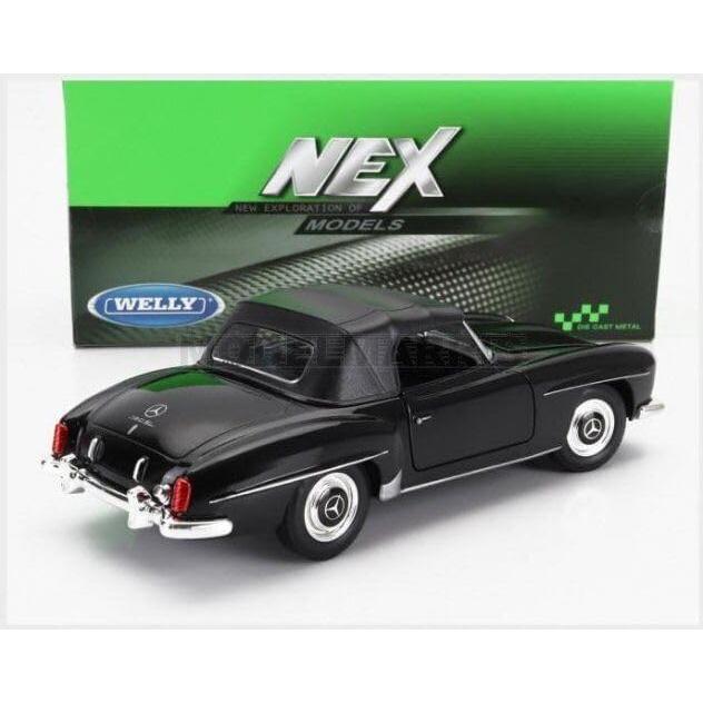 Coche Diecast Escala 1:24 Welly 1955 Mercedes-Benz 190 SL Negro