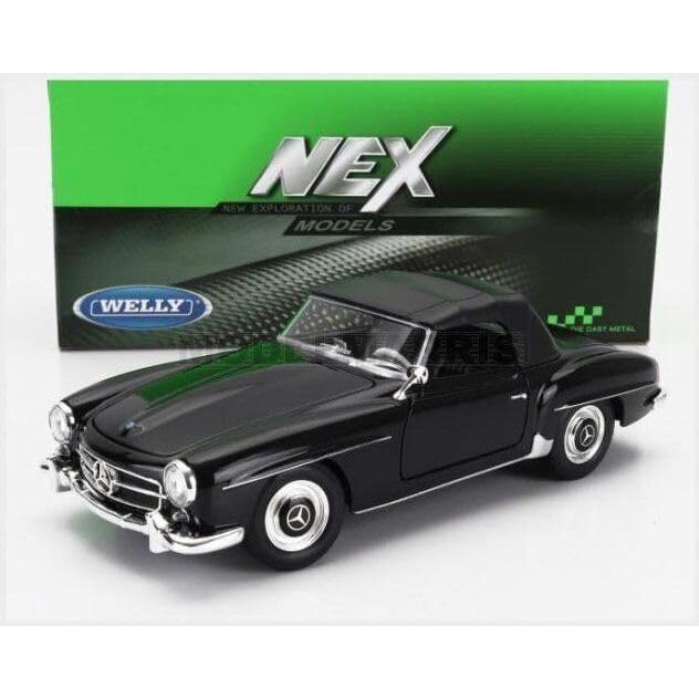 Coche Diecast Escala 1:24 Welly 1955 Mercedes-Benz 190 SL Negro