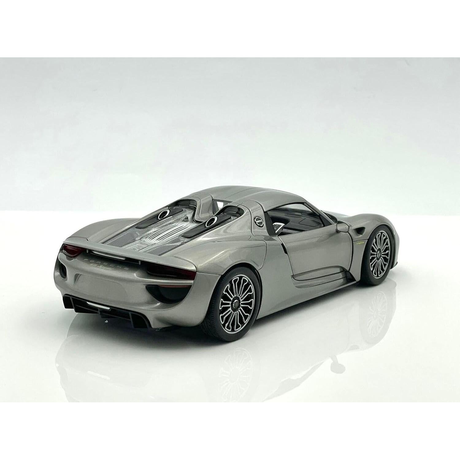 Modelo Diecast Porsche 918 Spyder Welly 1:24 Techo Duro Plata