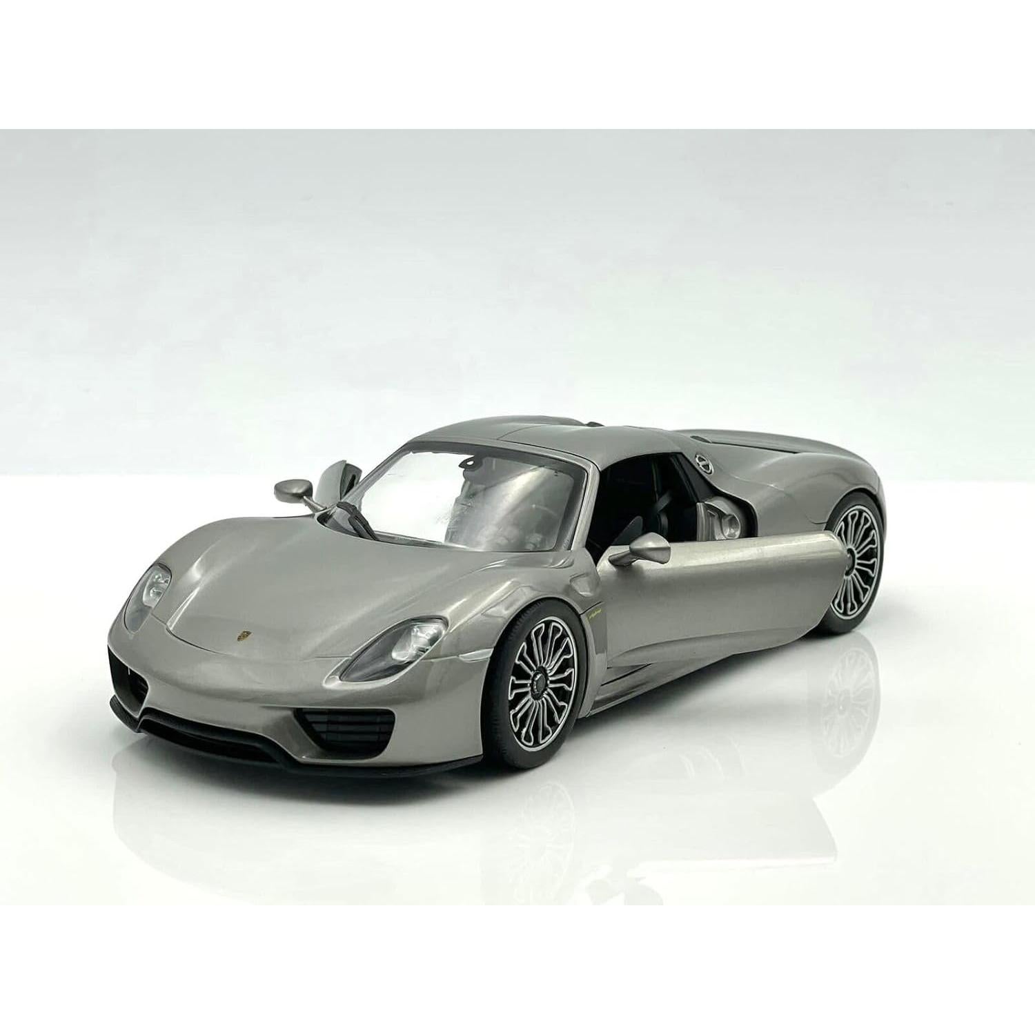 Modelo Diecast Porsche 918 Spyder Welly 1:24 Techo Duro Plata