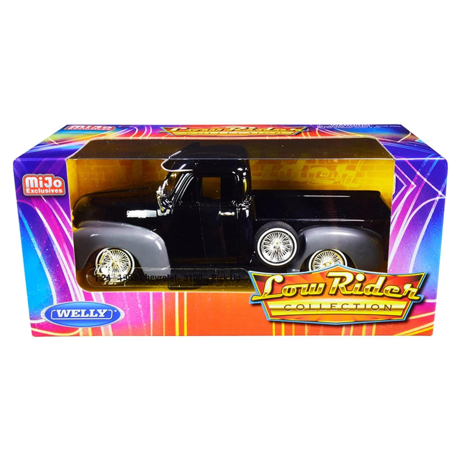 Modelo Diecast Welly Chevrolet 3100 1/24 Negro y Gris