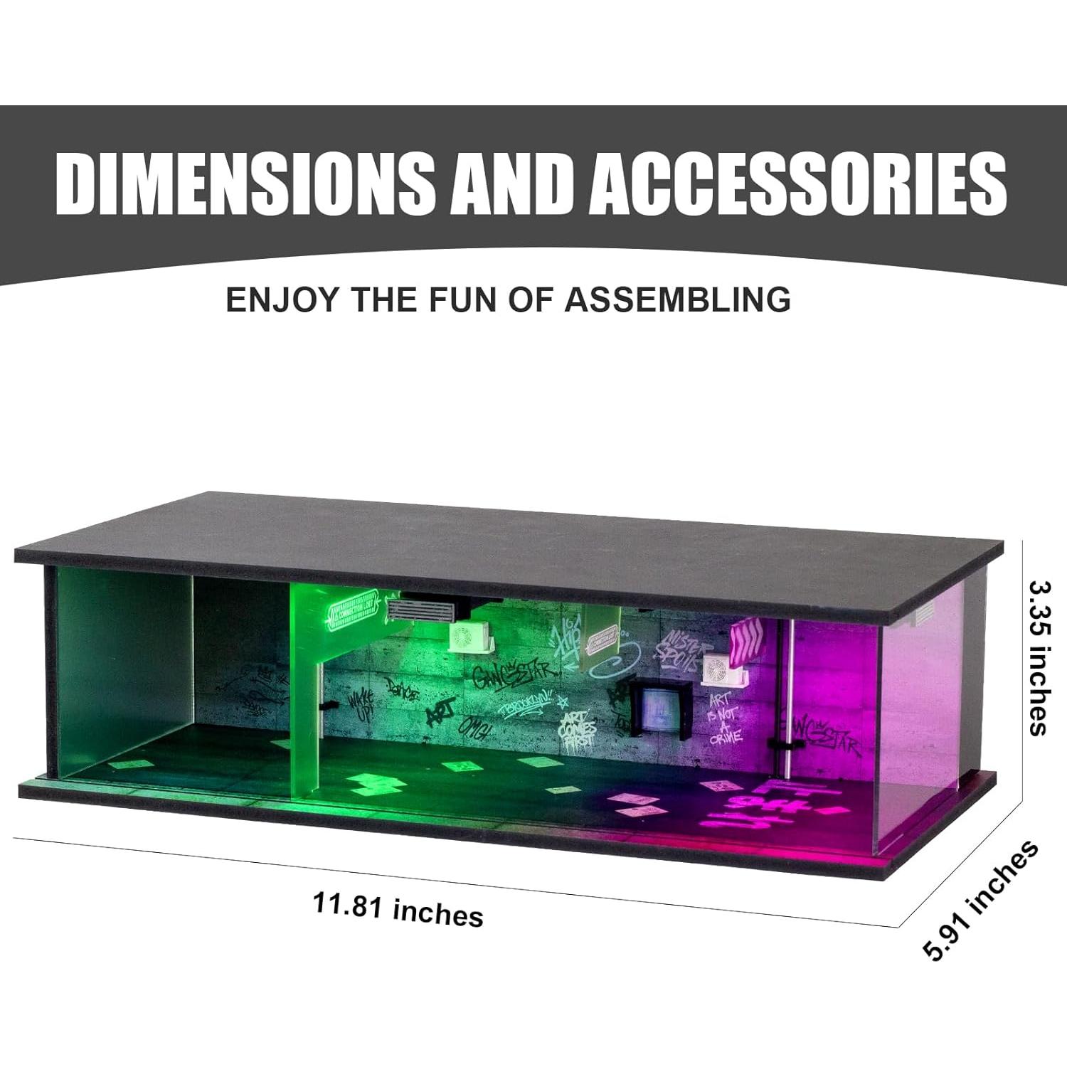 Garaje de Exhibición Cyberpunk 1/64 con Luz LED y Acrílico