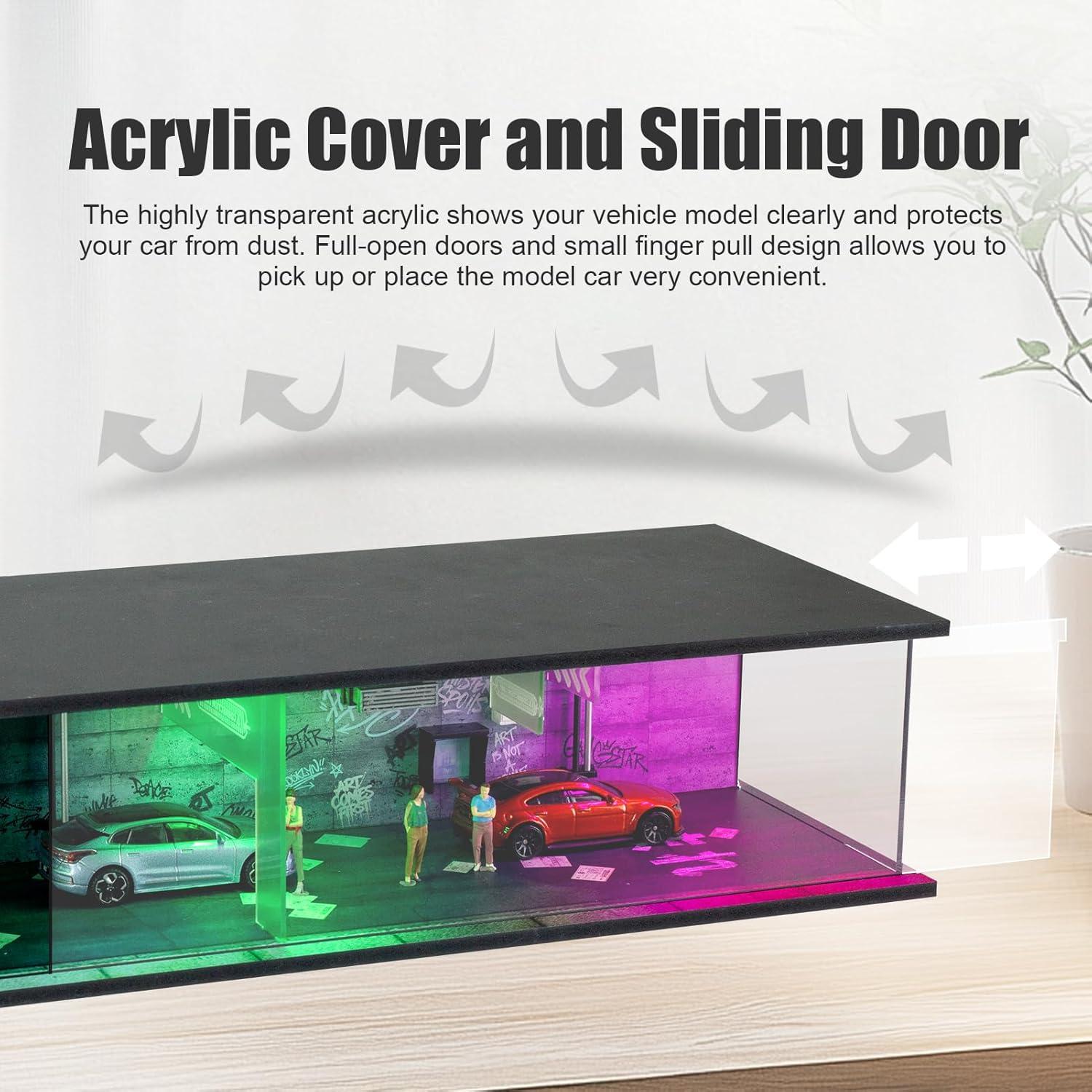 Garaje de Exhibición Cyberpunk 1/64 con Luz LED y Acrílico