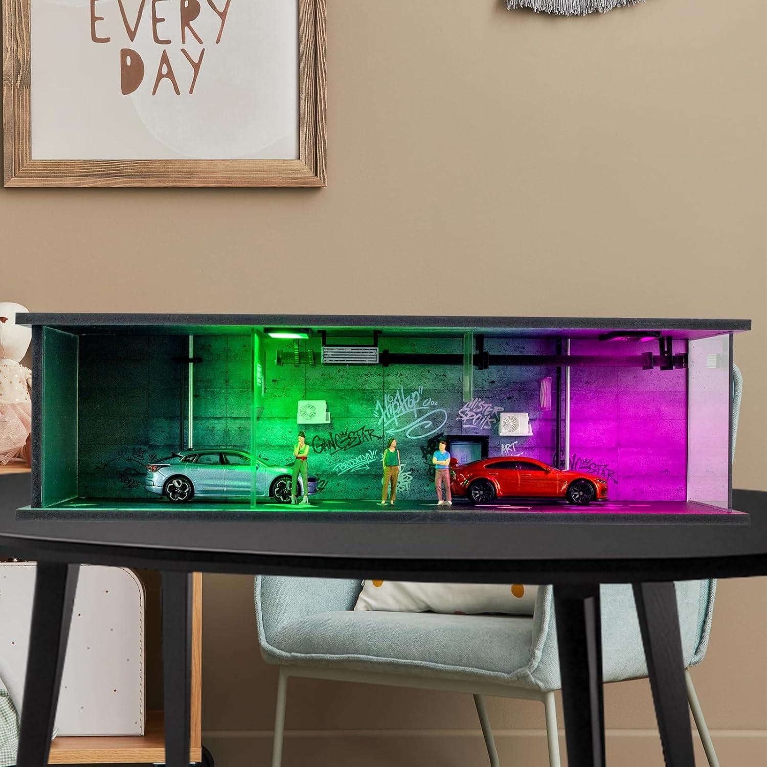 Garaje de Exhibición Cyberpunk 1/64 con Luz LED y Acrílico