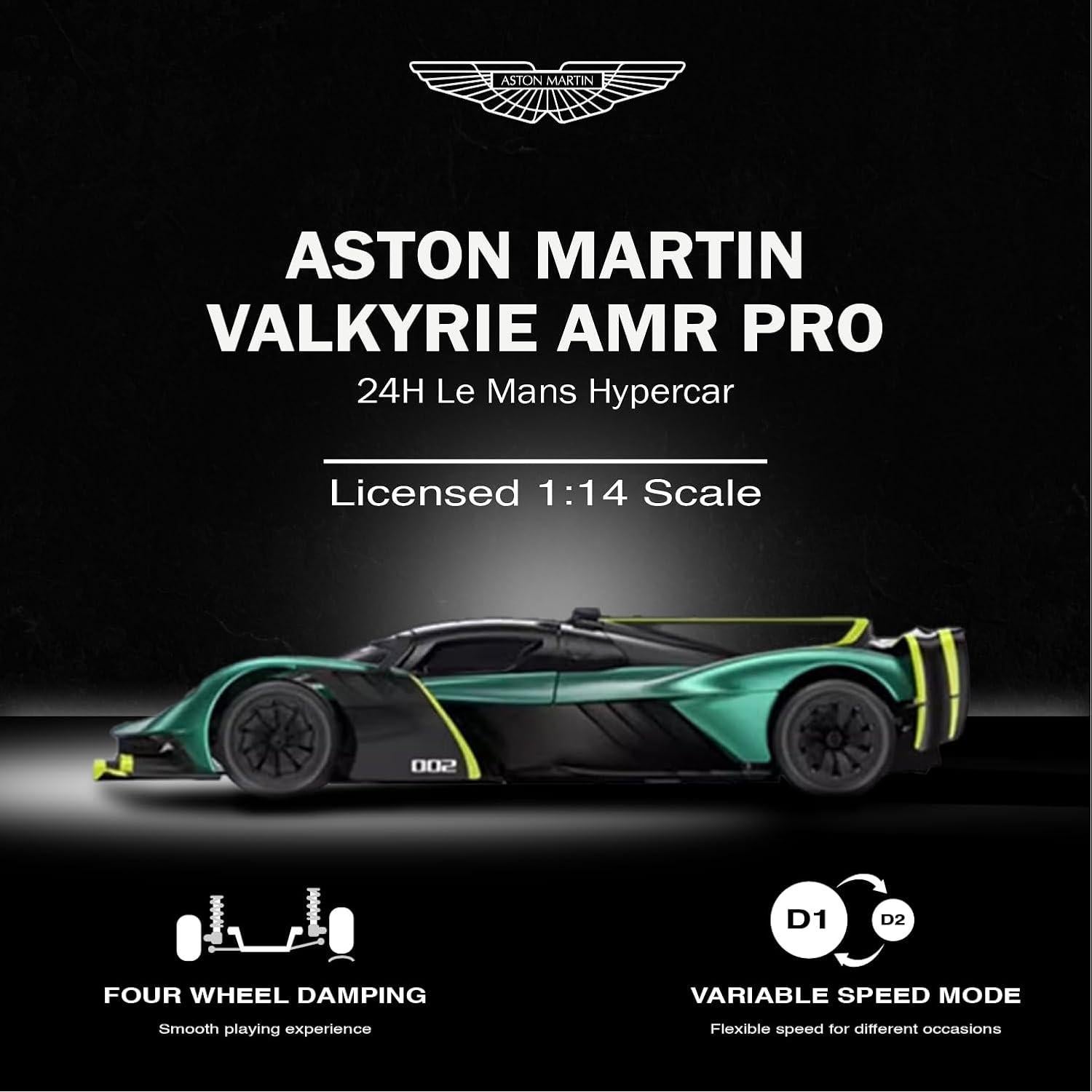 Coche RC Aston Martin Valkyrie AMR Pro 1:14 Verde Oscuro