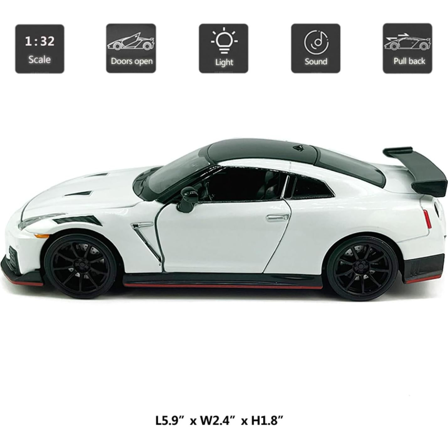 Coche Deportivo GT-R Nismo R35 1:32 Metal Diecast Blanco