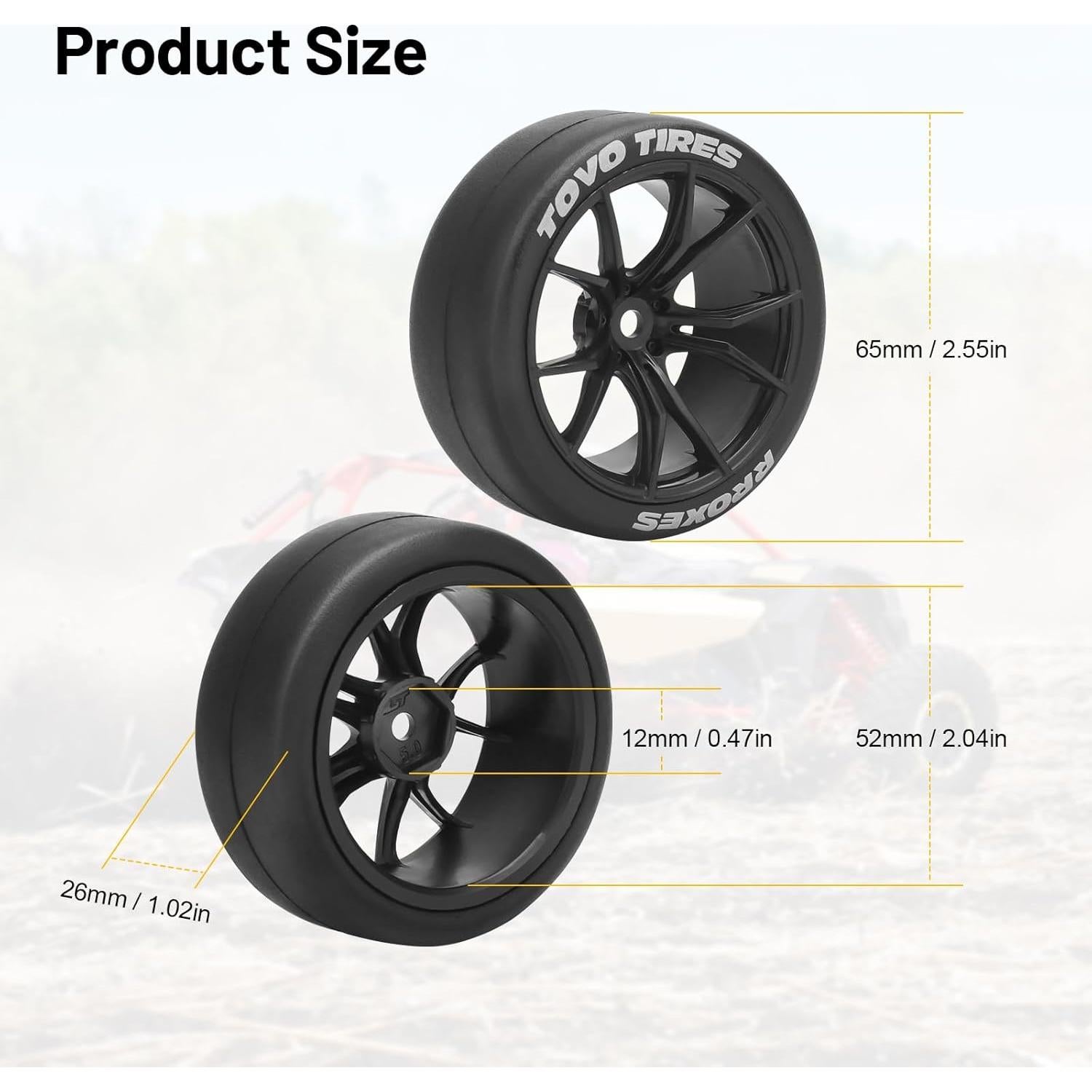 Neumáticos y Ruedas de Drift RC Daitoku 1/10 65mm Negro