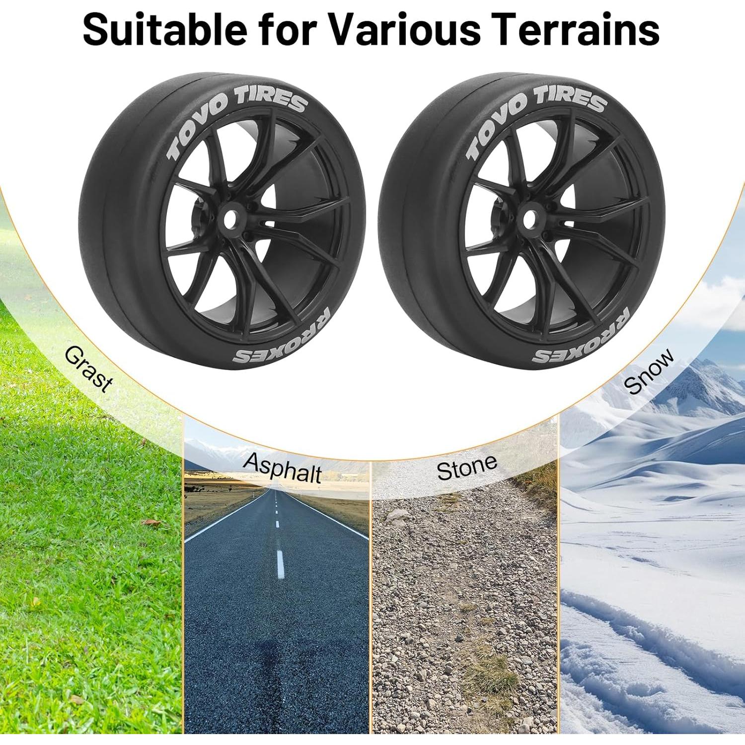 Neumáticos y Ruedas de Drift RC Daitoku 1/10 65mm Negro