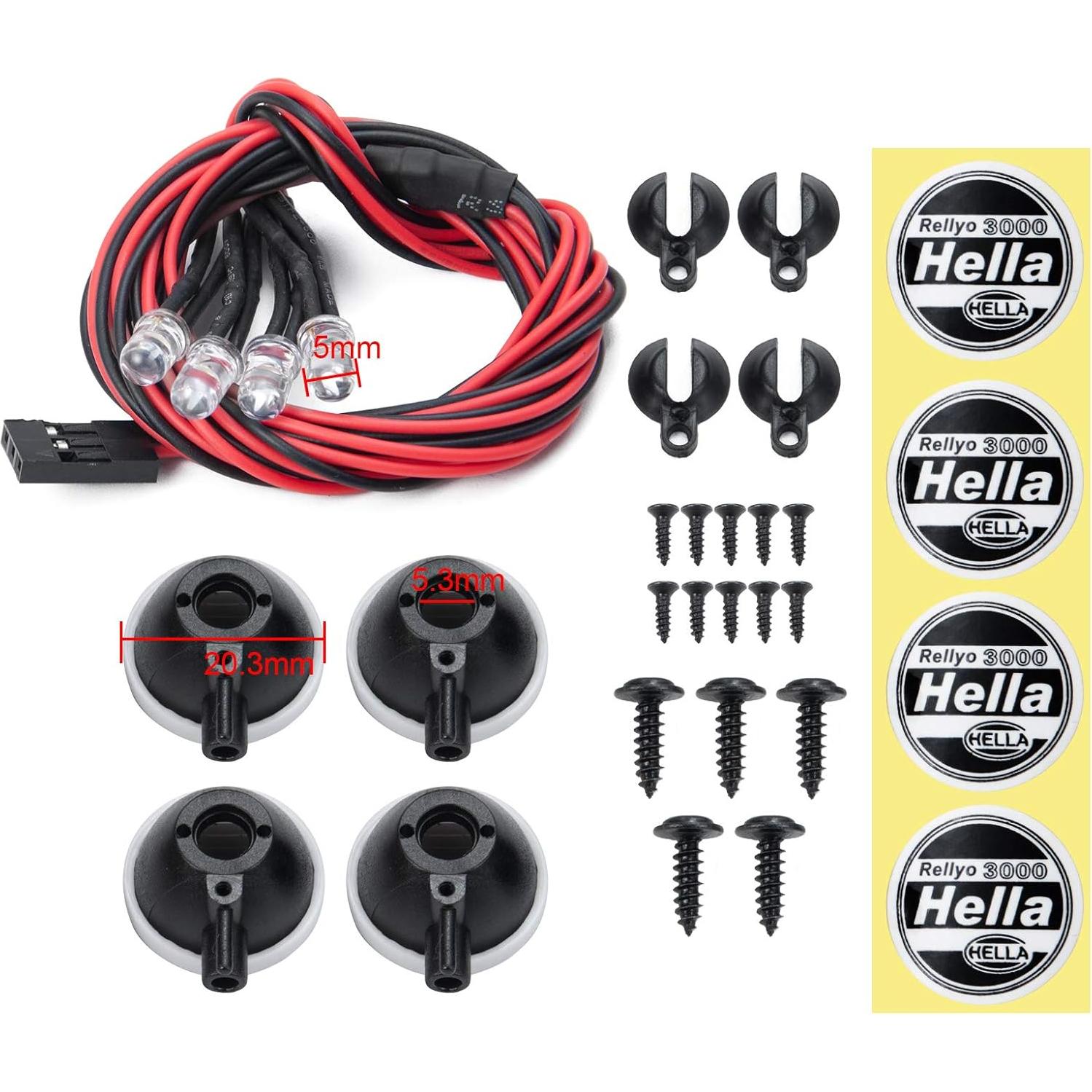 Juego de Luces LED Redondas QUE-T para Coche RC 1:10 (4pcs)