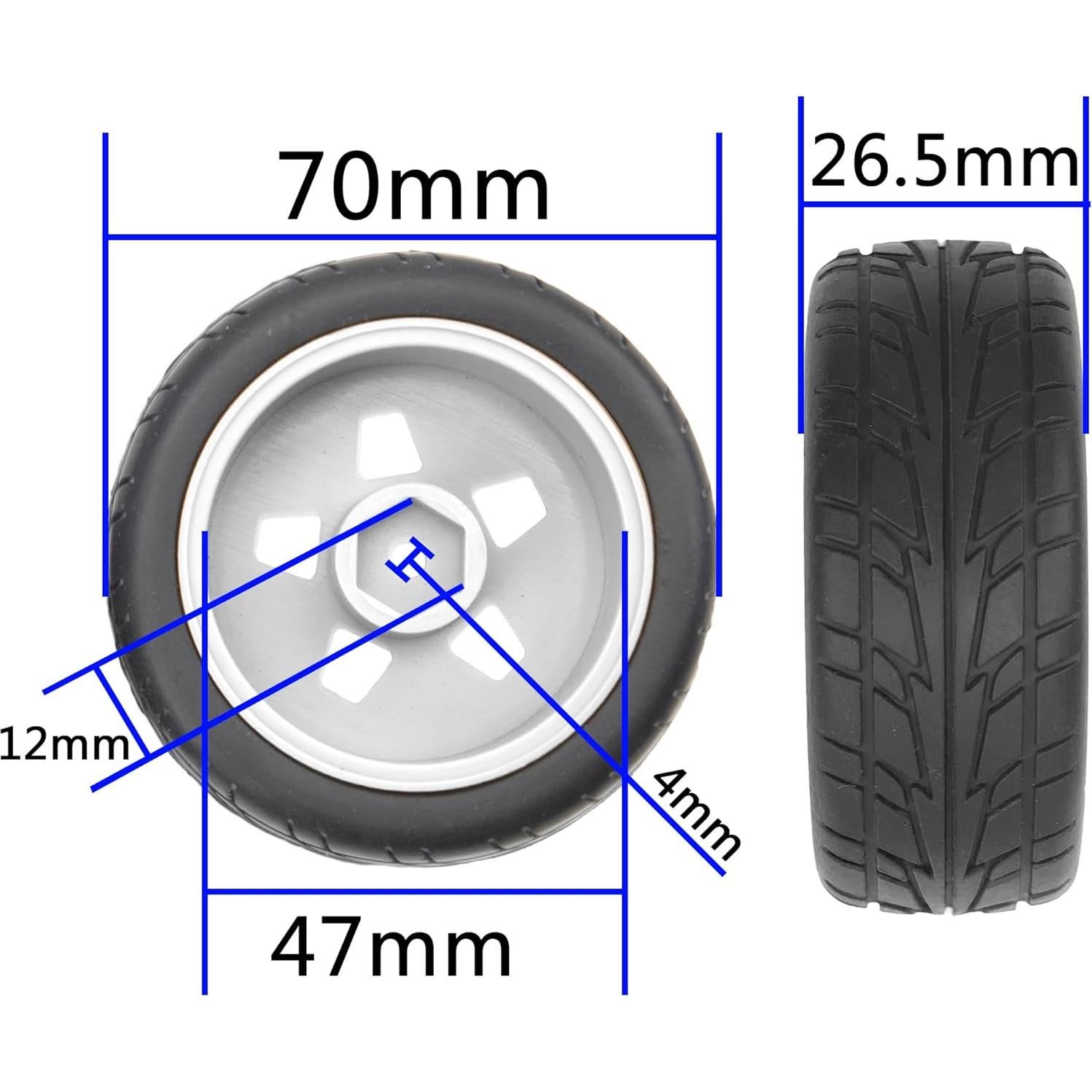Llantas de Nylon y Neumáticos de Caucho ShareGoo 70mm 1/10 RC