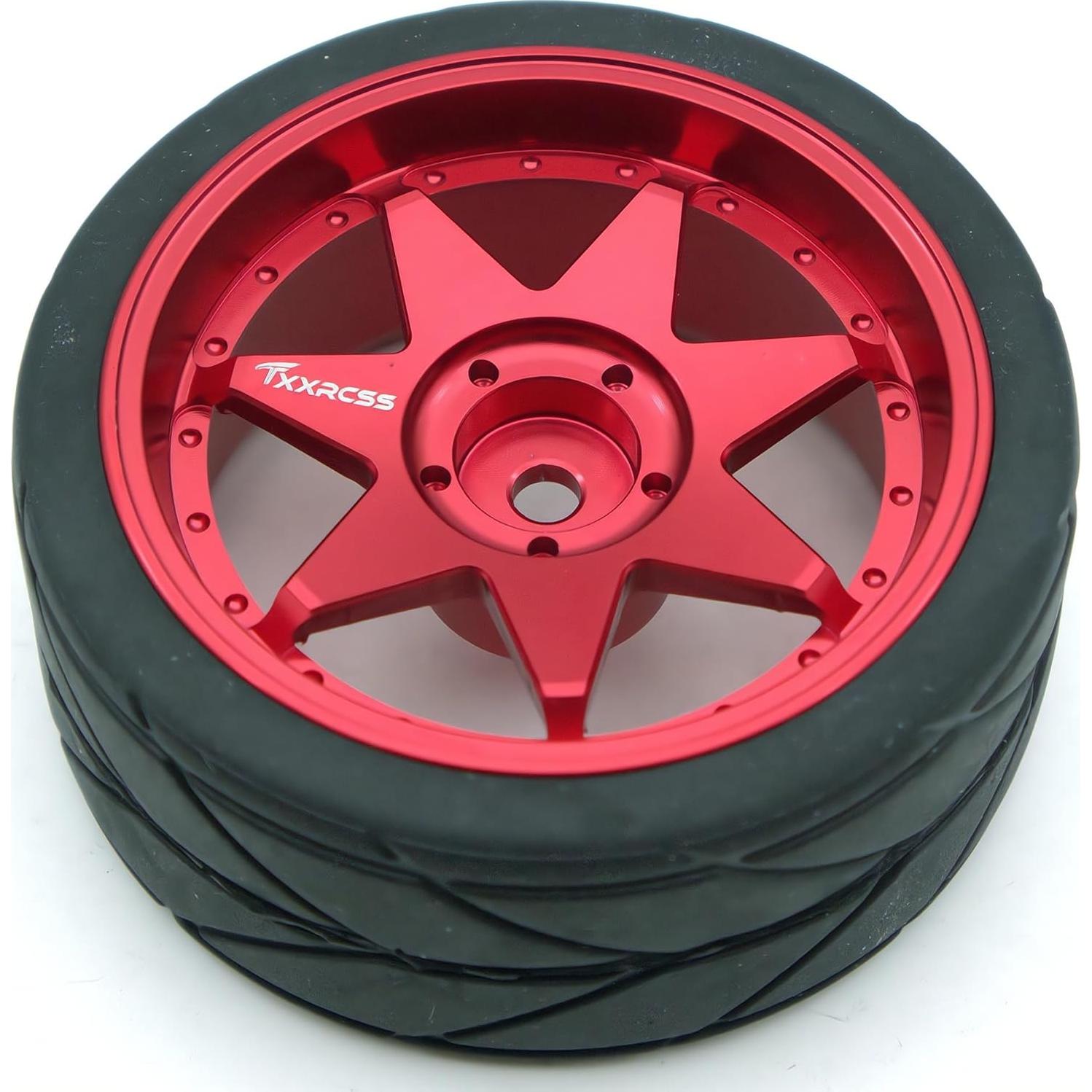 Neumáticos de Drift RC 1/10 Aluminio Rojo 4 Pcs Tamiya Traxxas