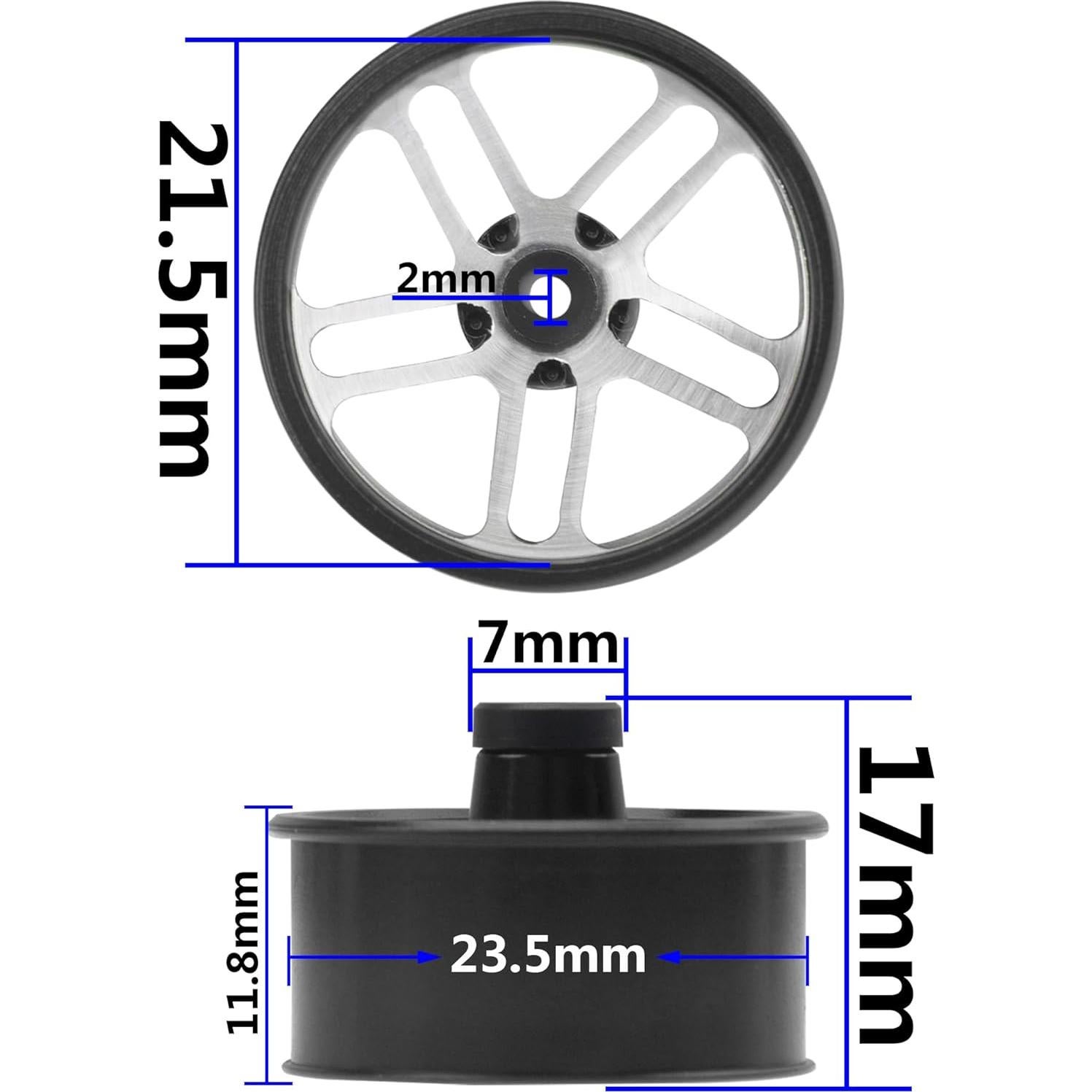 Llantas Mini 4WD RC Vgoohobby Aluminio 23.5mm Negras