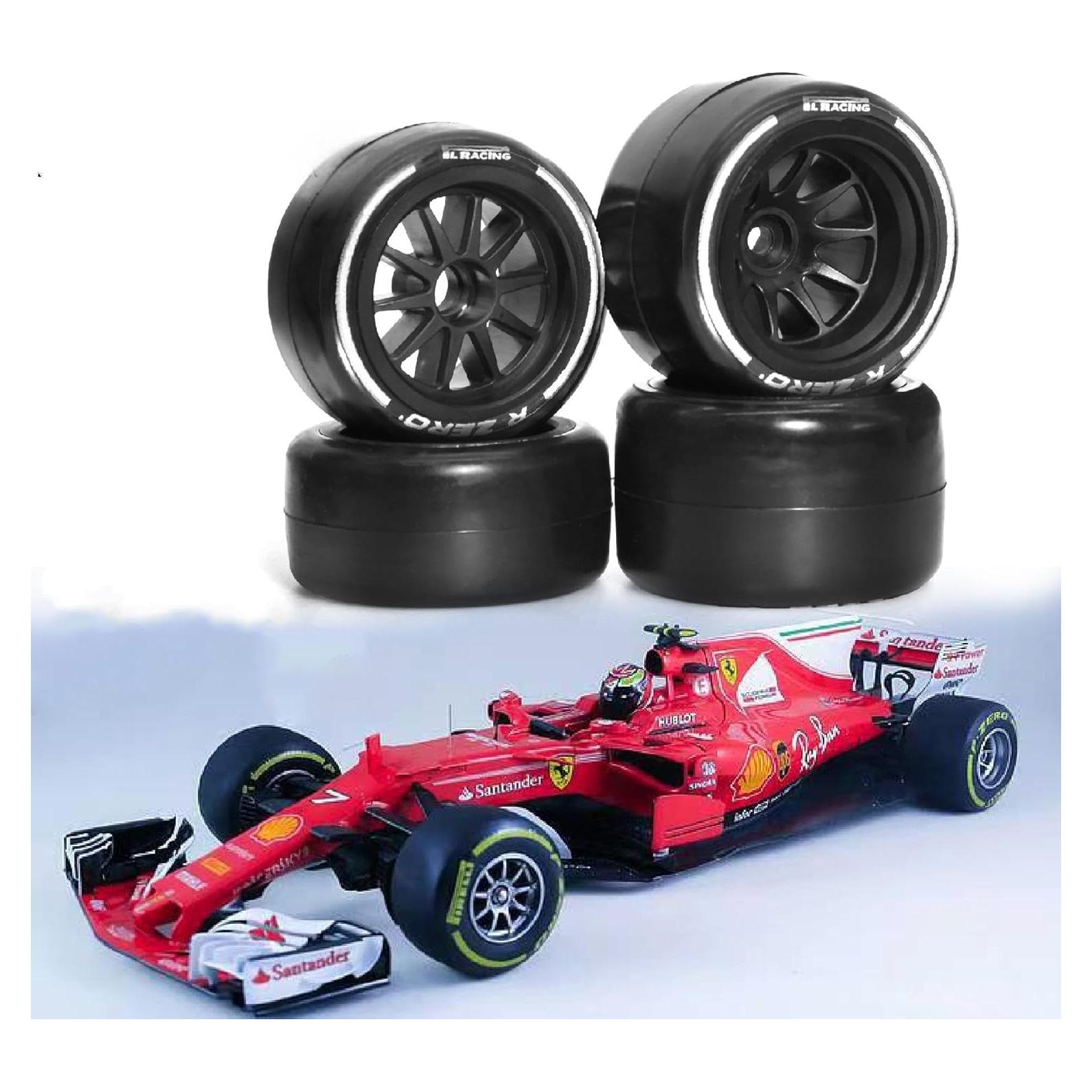 1/10 RC F1 Front and Rear Tires and Wheels 14mm Hex RC Drift Racing Hot Melt Tyres for 1/10 RC Formula One F1 Car Tamiya F104 PROII 58652 TRF104 42389 PANCAR KIT Teampowers TP 4PCS