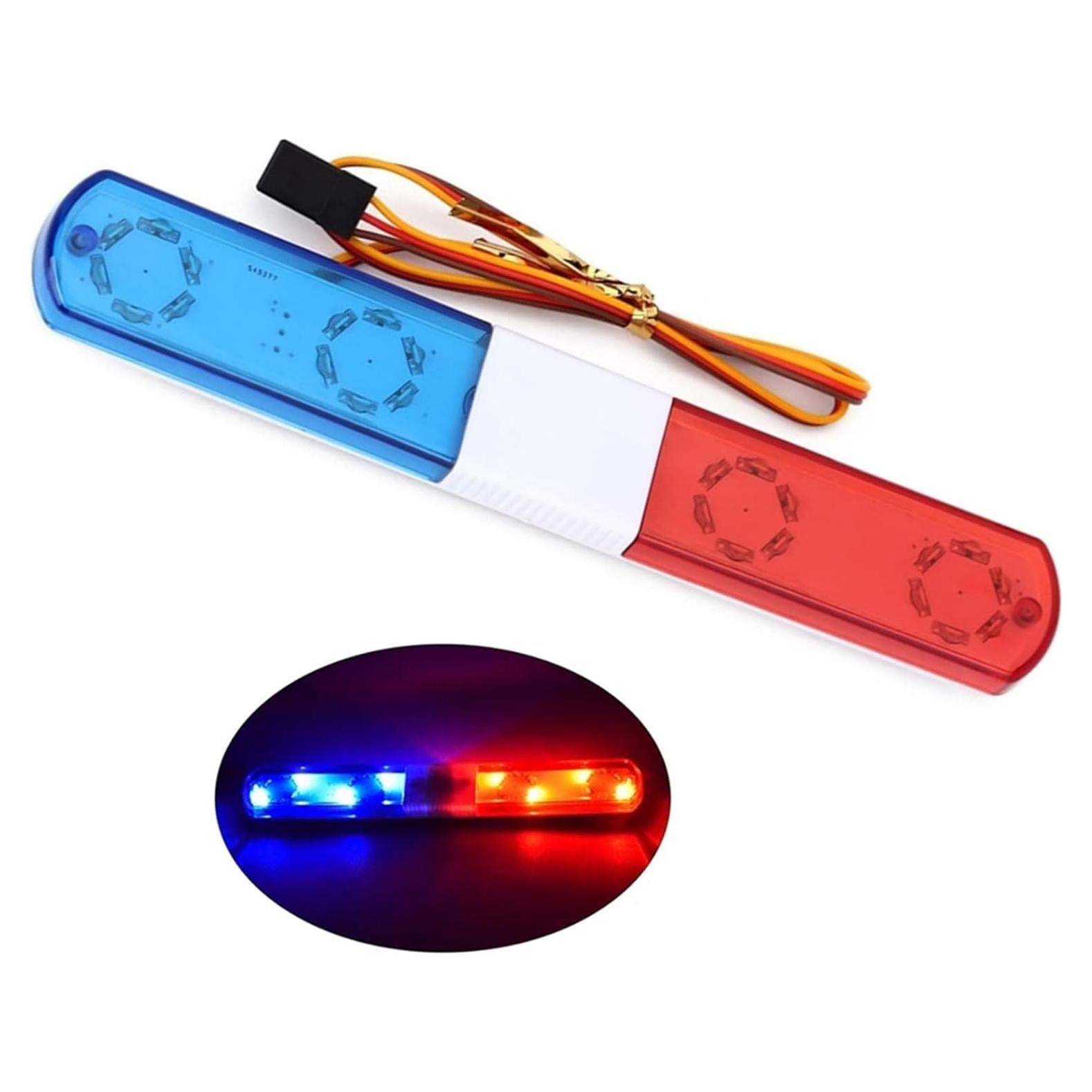 1/10 RC Car Simulation Police Lights Multi-Function Flash LED Lamp Nine Flashing Light Modes for 1/8 Crawler Off Road Rally Truck Cars HSP Traxxas Tamiya RC4WD Axial Arrma (Blue&Red 145mm)