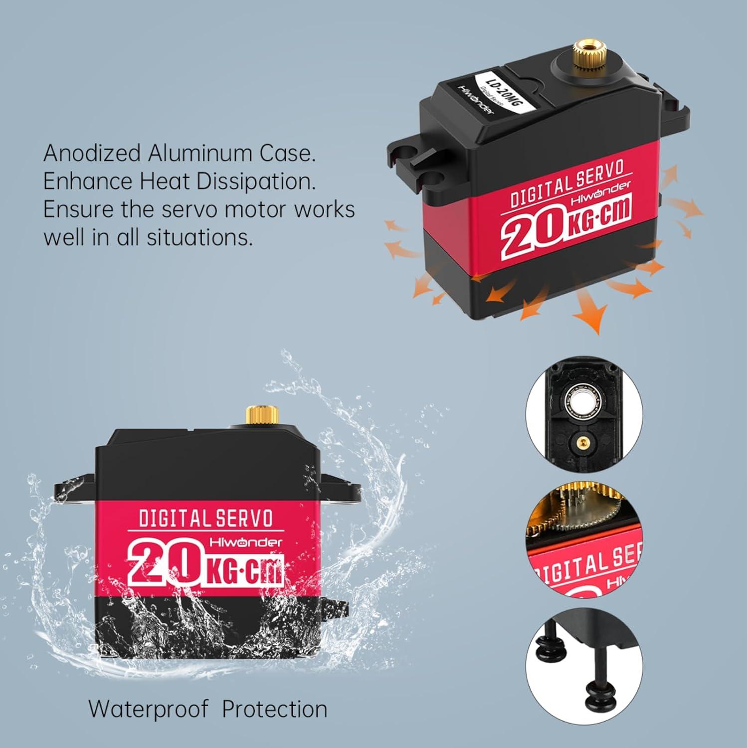 Servo Motor Digital 20KG LewanSoul LD-20MG 180° Impermeable