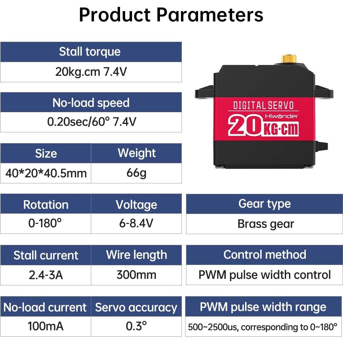 Servo Motor Digital 20KG LewanSoul LD-20MG 180° Impermeable