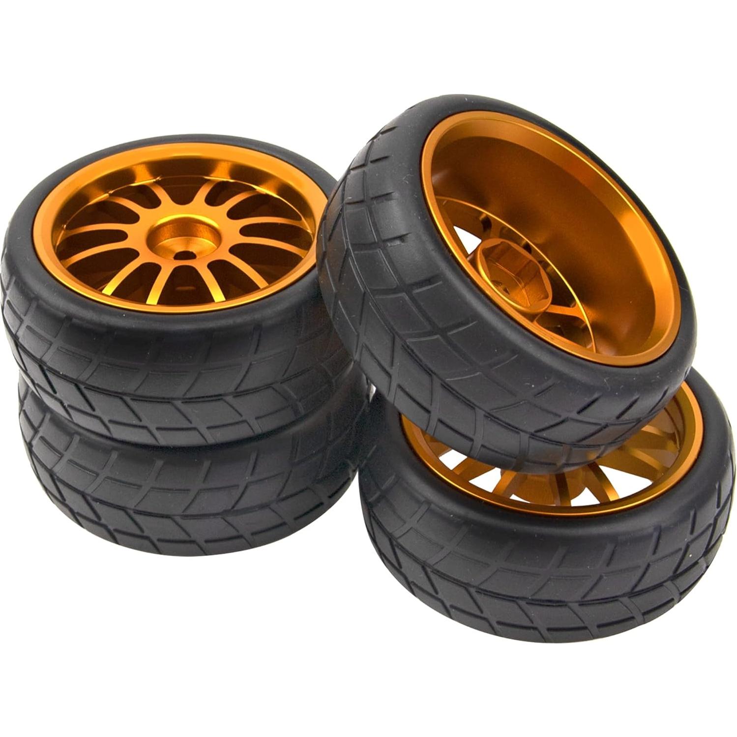 Neumáticos de Caucho y Llantas de Metal HIRCQOO 1/10 Naranja