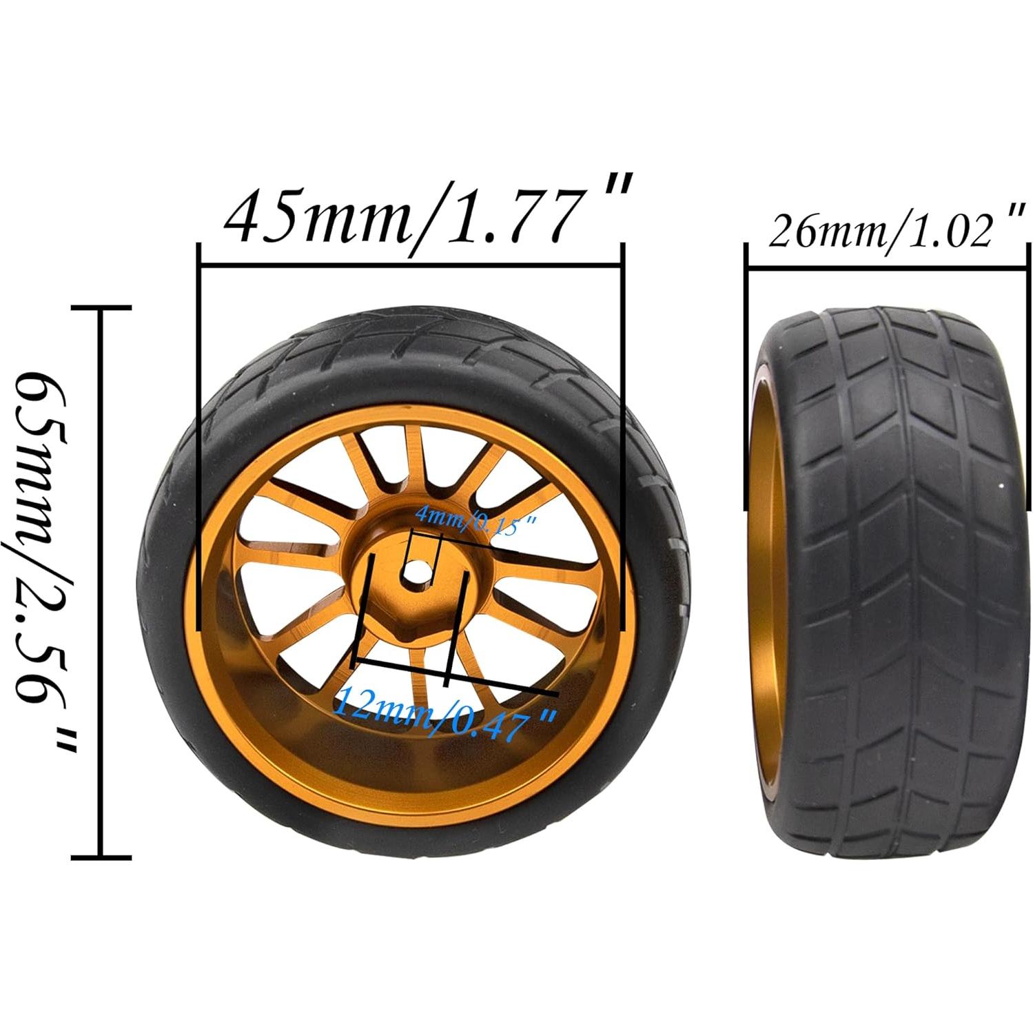 Neumáticos de Caucho y Llantas de Metal HIRCQOO 1/10 Naranja