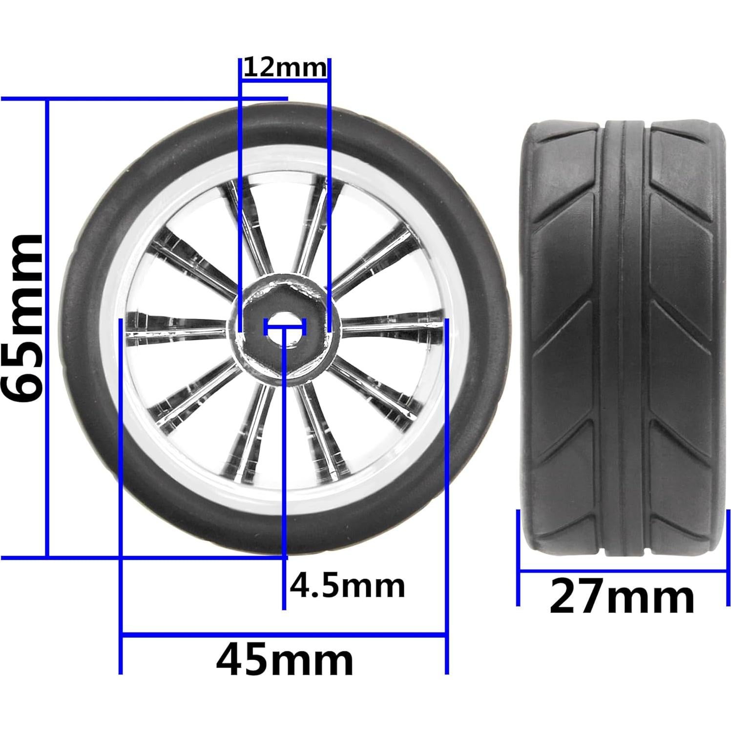 Neumáticos de Caucho 65mm y Ruedas de Plástico ShareGoo 1/10 RC