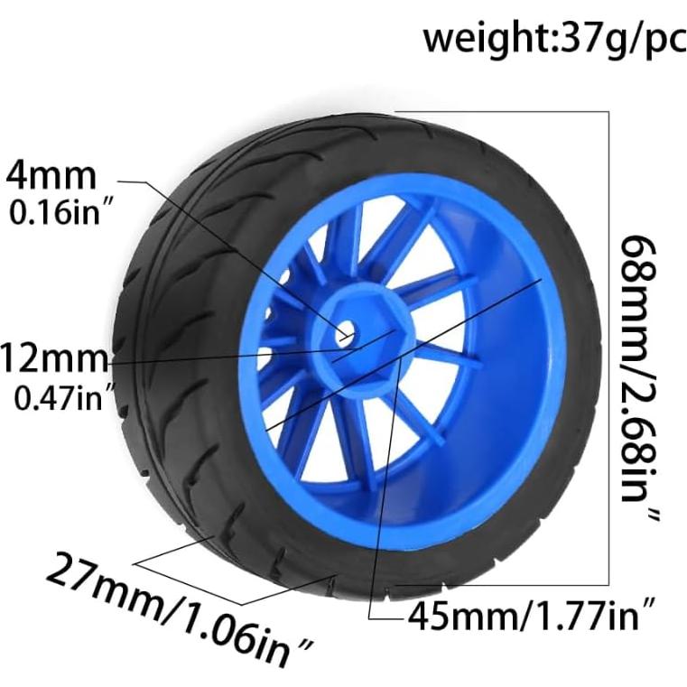 Neumáticos RC 1/10 JIHAIYEMENGZHEN W212 Azul 68mm 4PCS