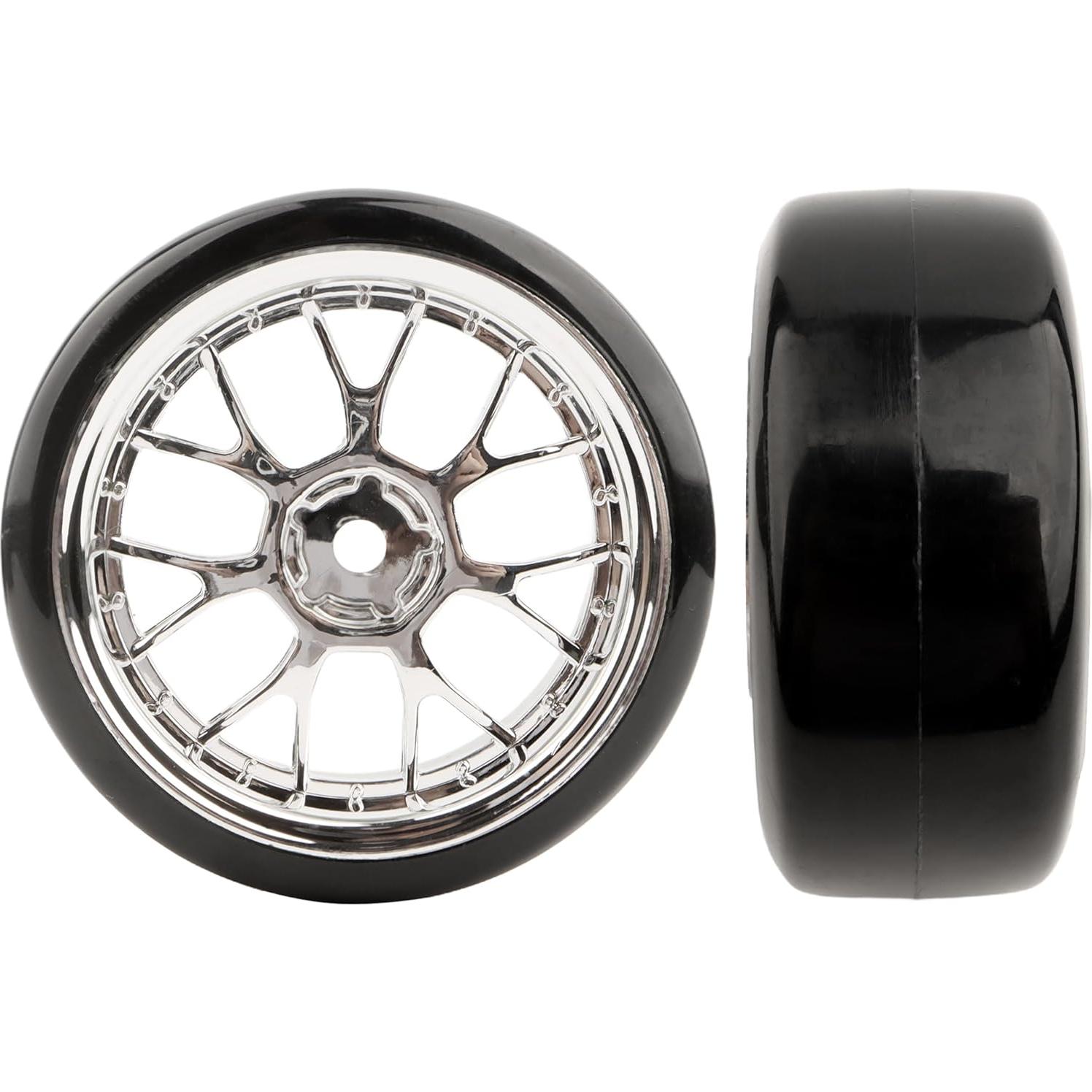 4 Neumáticos de Plástico Duro GDOOL 1/10 para RC Drift Plata