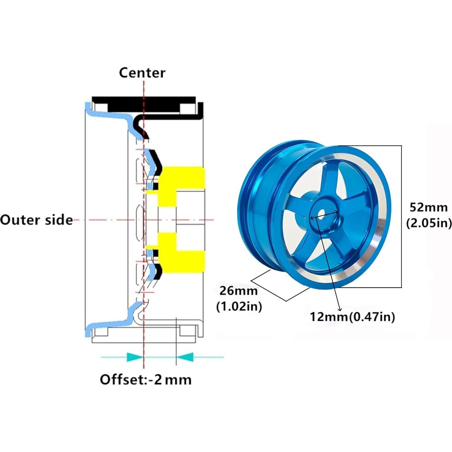 Neumáticos y Ruedas RC 1:10 Chanjorlin 4 Pcs 65mm Drift