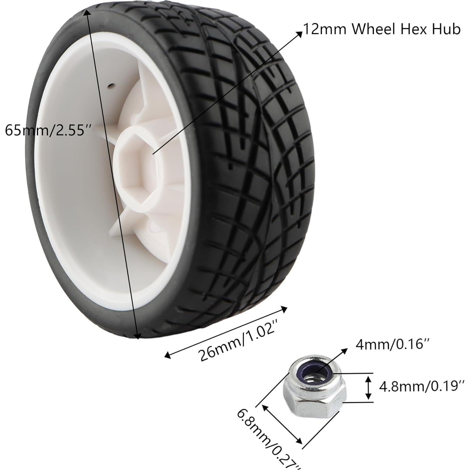 Neumáticos de Carreras Touring GDOOL 1/10 65mm 12mm Hex Blanco