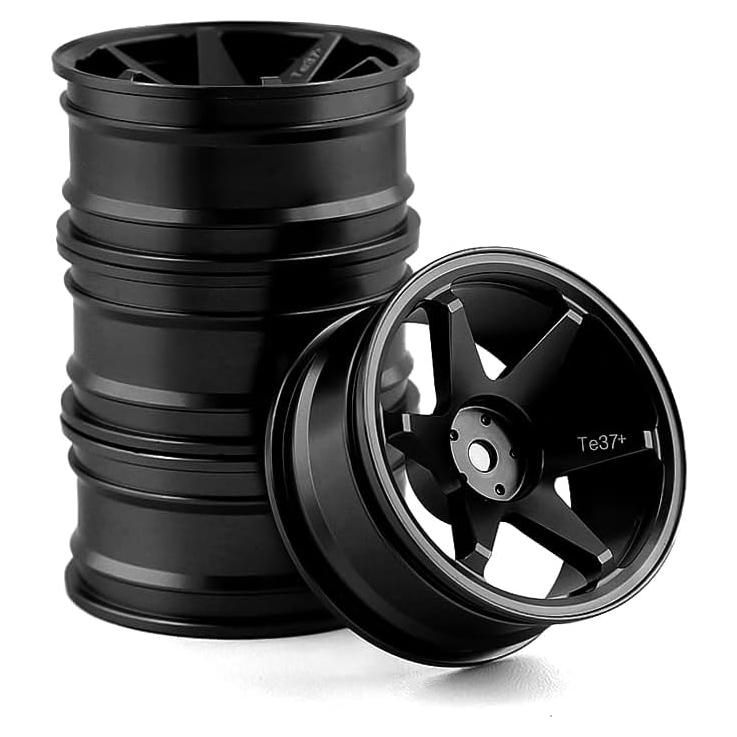 REDSPIDER Ruedas Drift RC 1:10 Aluminio 12mm Hex 4PCS Negro