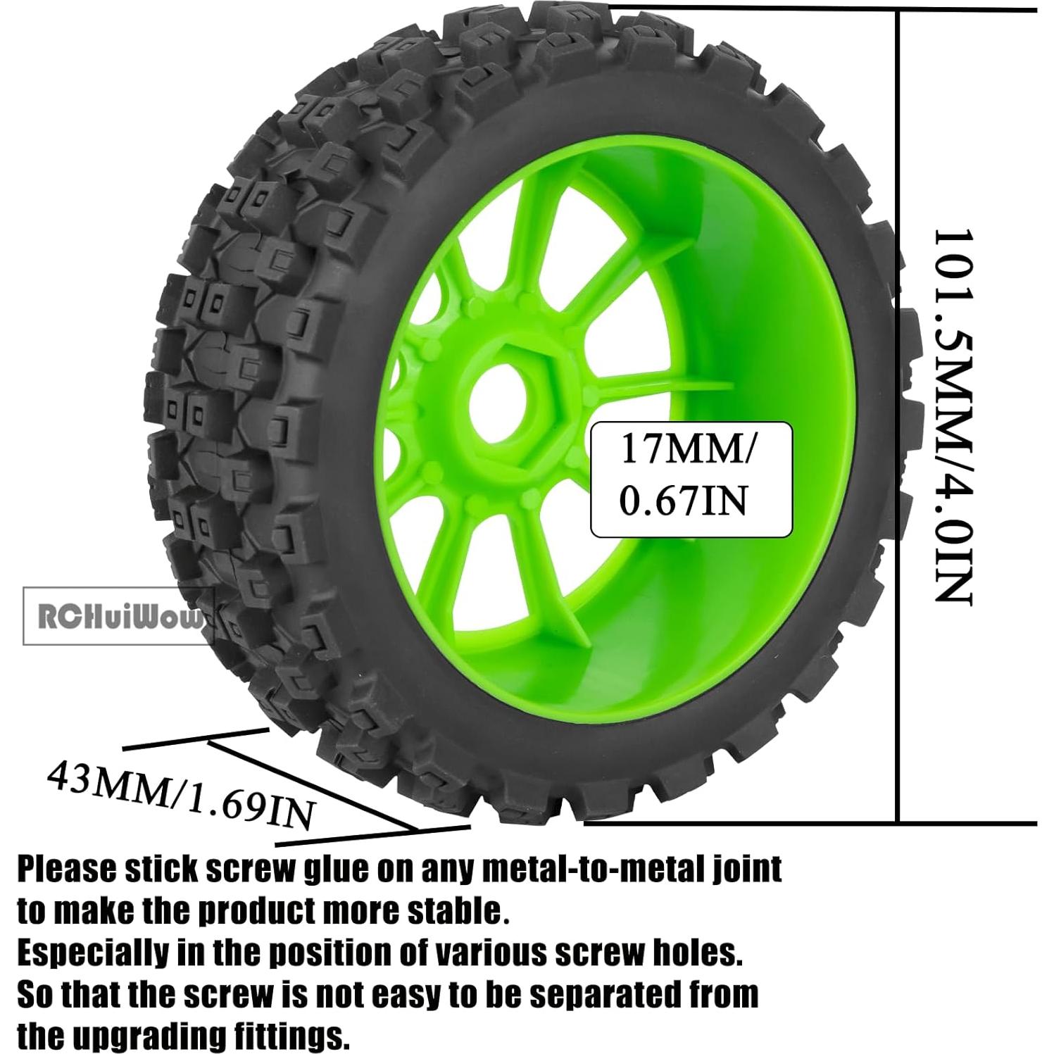 Neumáticos Buggy RC RCHuiWow 1/8 17mm Verde - Todo Terreno