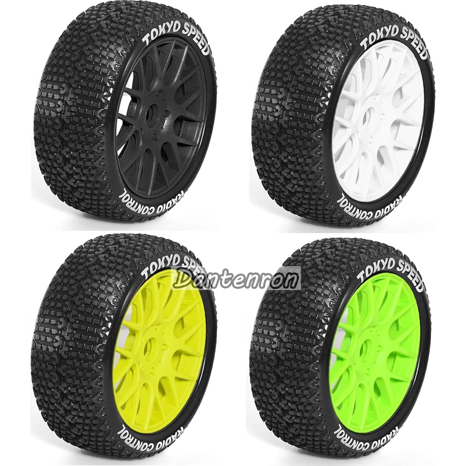 Neumáticos y Ruedas RC 1/8 Dantenron Caucho 4PCS Blanco