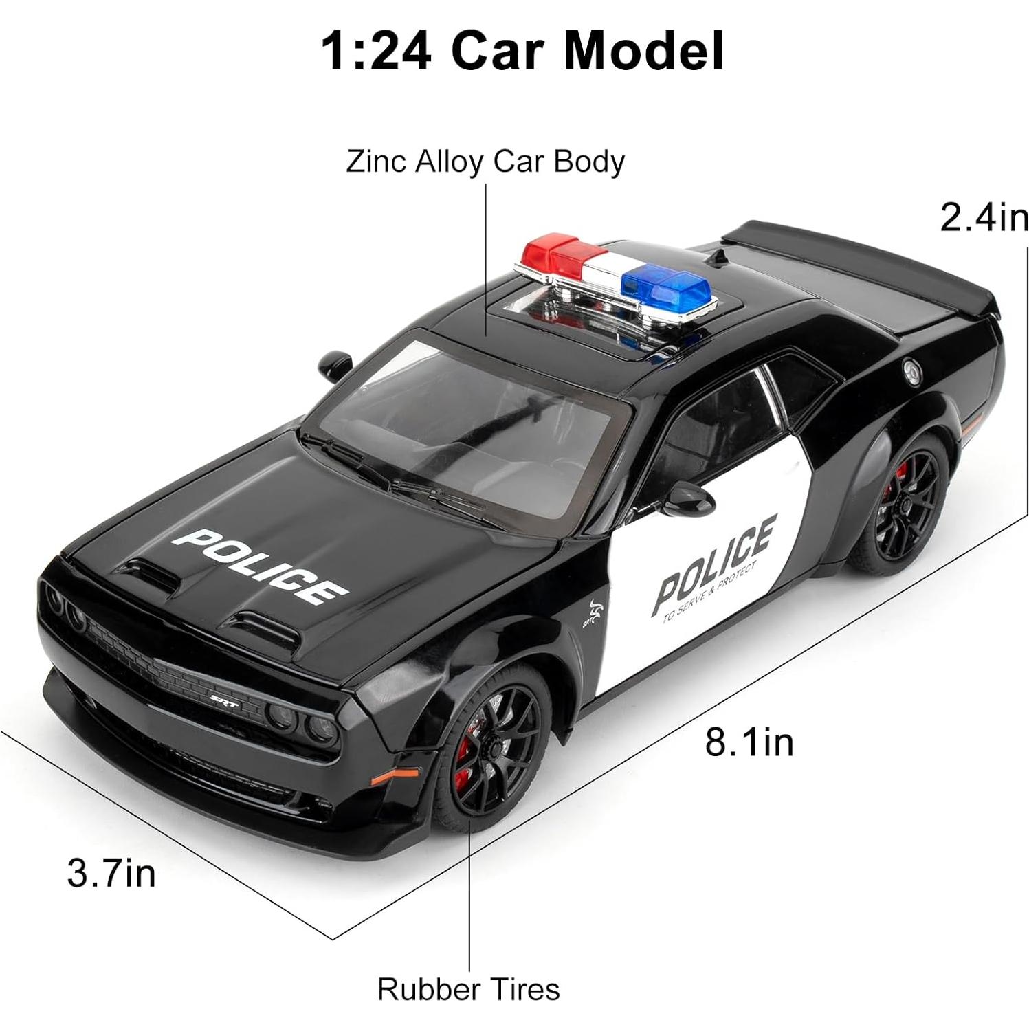 Coche de Policía Diecast LOVEPOSELY 1:24 con Luces y Sonidos