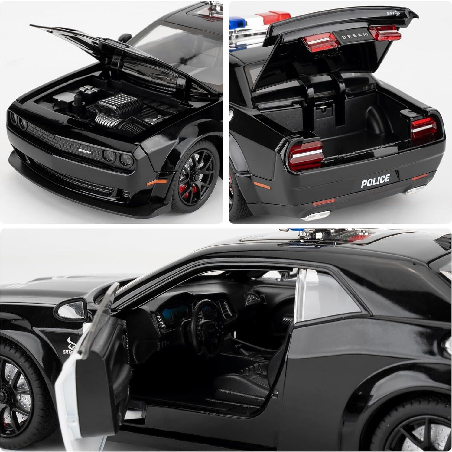 Coche de Policía Diecast LOVEPOSELY 1:24 con Luces y Sonidos