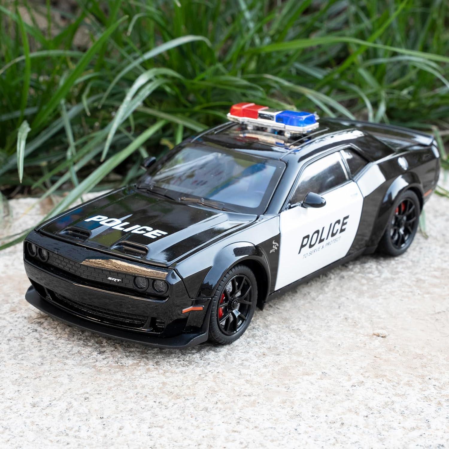 Coche de Policía Diecast LOVEPOSELY 1:24 con Luces y Sonidos