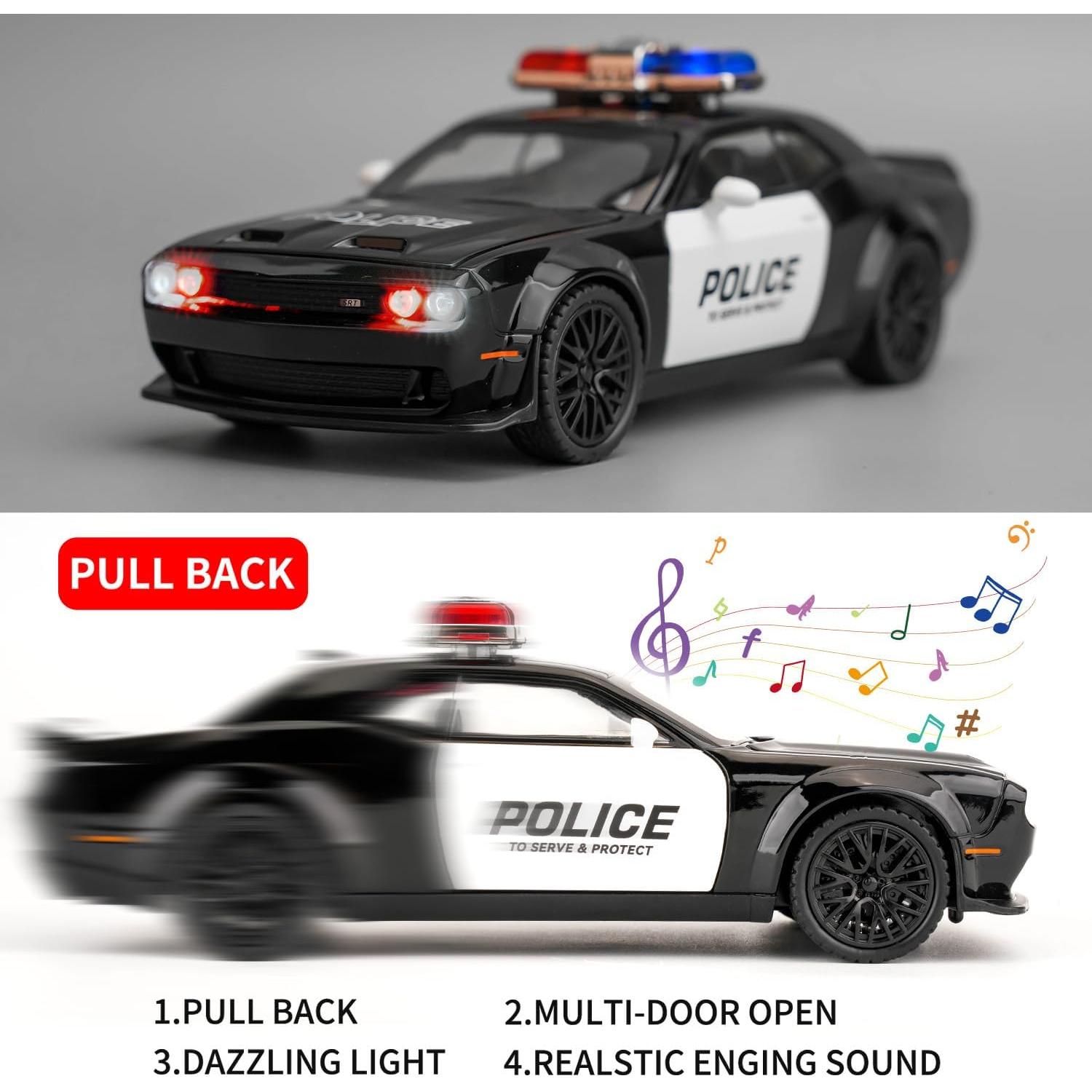 Coche de Juguete Policía Dodge Challenger Hellcat 1/32 BDTCTK